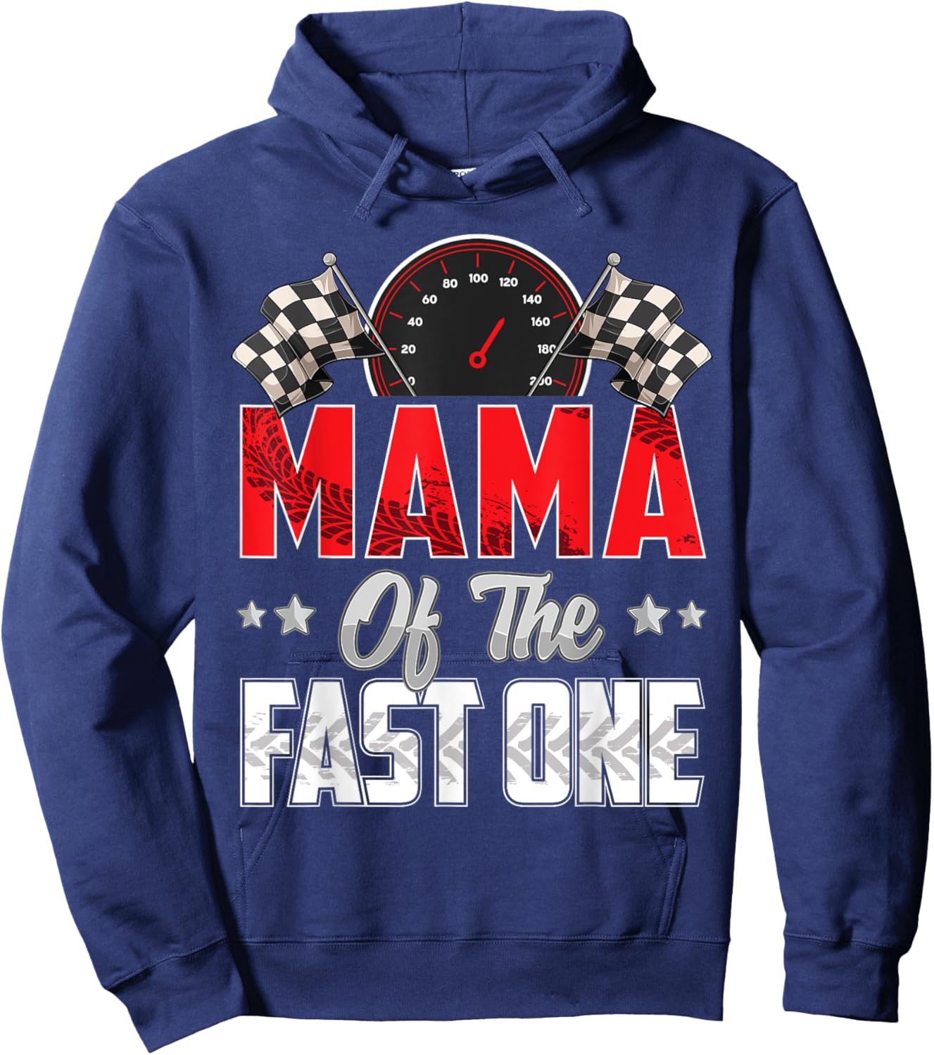 1 year old racing car fast one birthday 1st Family Mama Hoodie - Hoodie | Navy