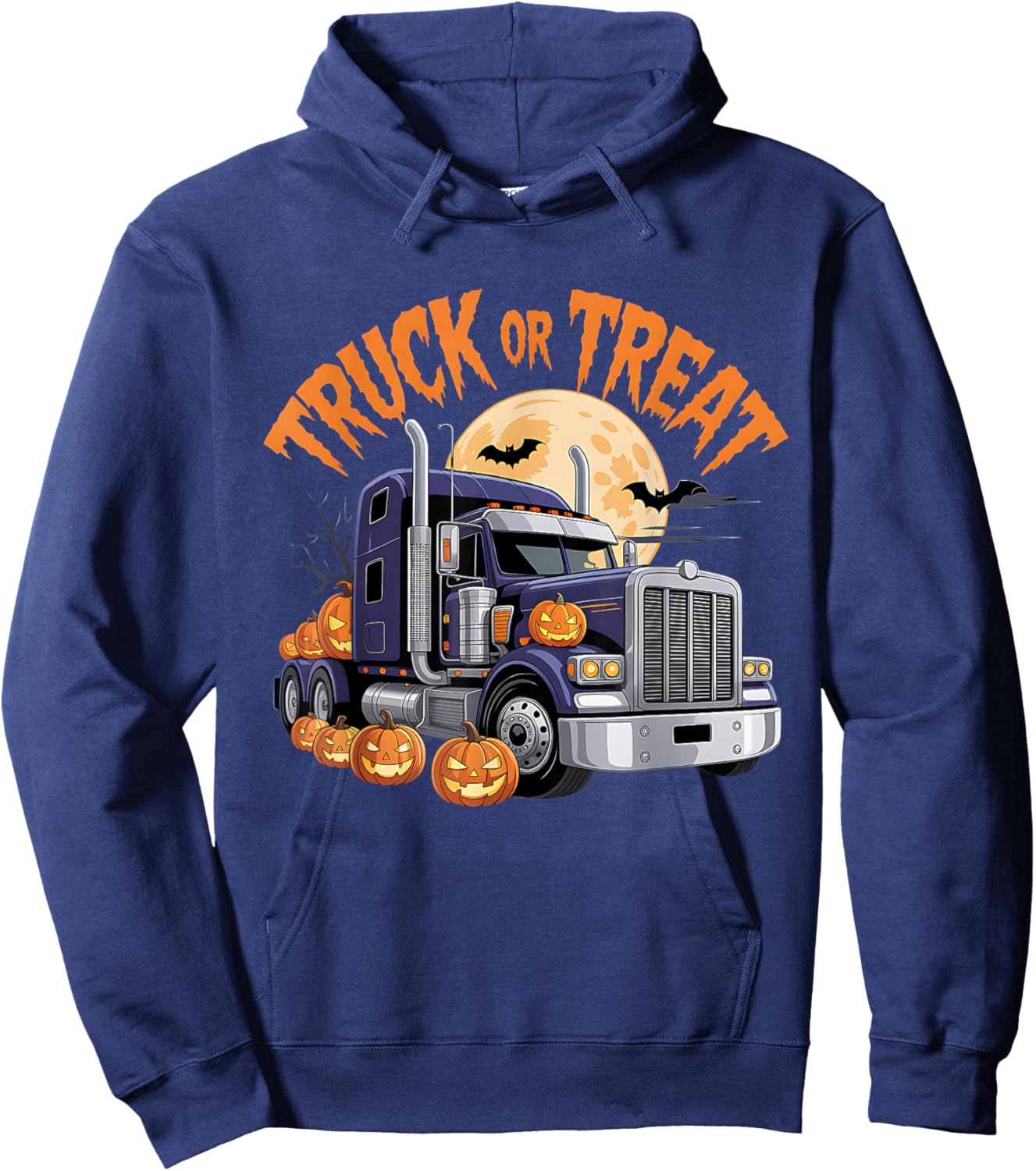 Truck Or Treat Funny Trucker Driver Halloween Costume Hoodie - Hoodie | Navy