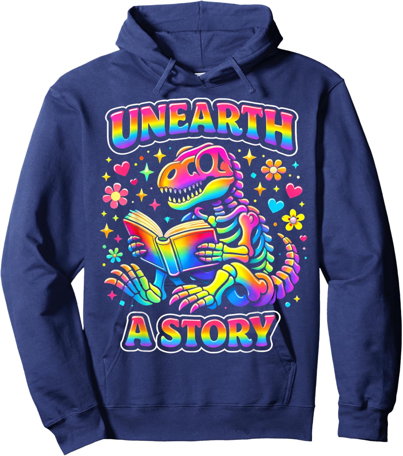 Unearth A Story T-Rex 2026 Summer Reading 2026 Archeologist Hoodie - Hoodie | Navy