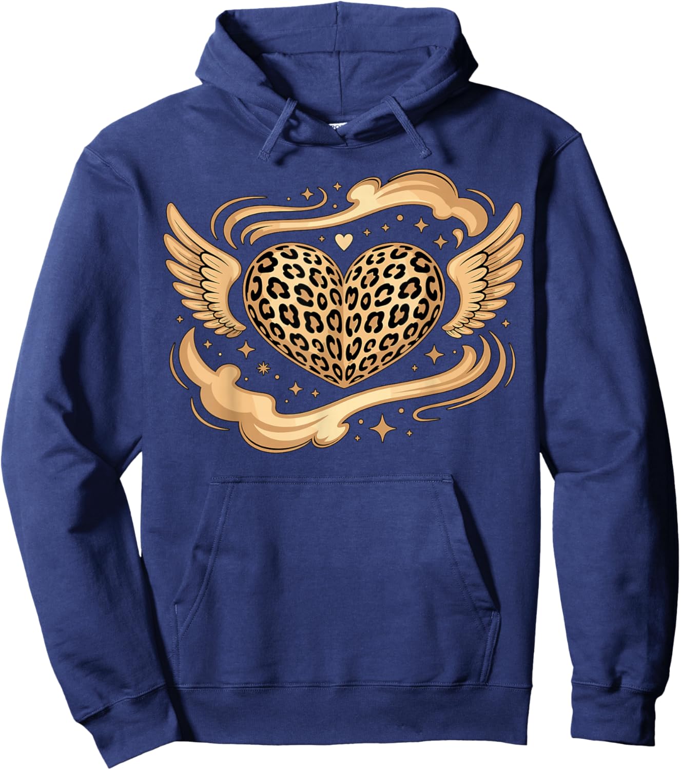Leopard Print Heart Hoodie - Hoodie | Navy