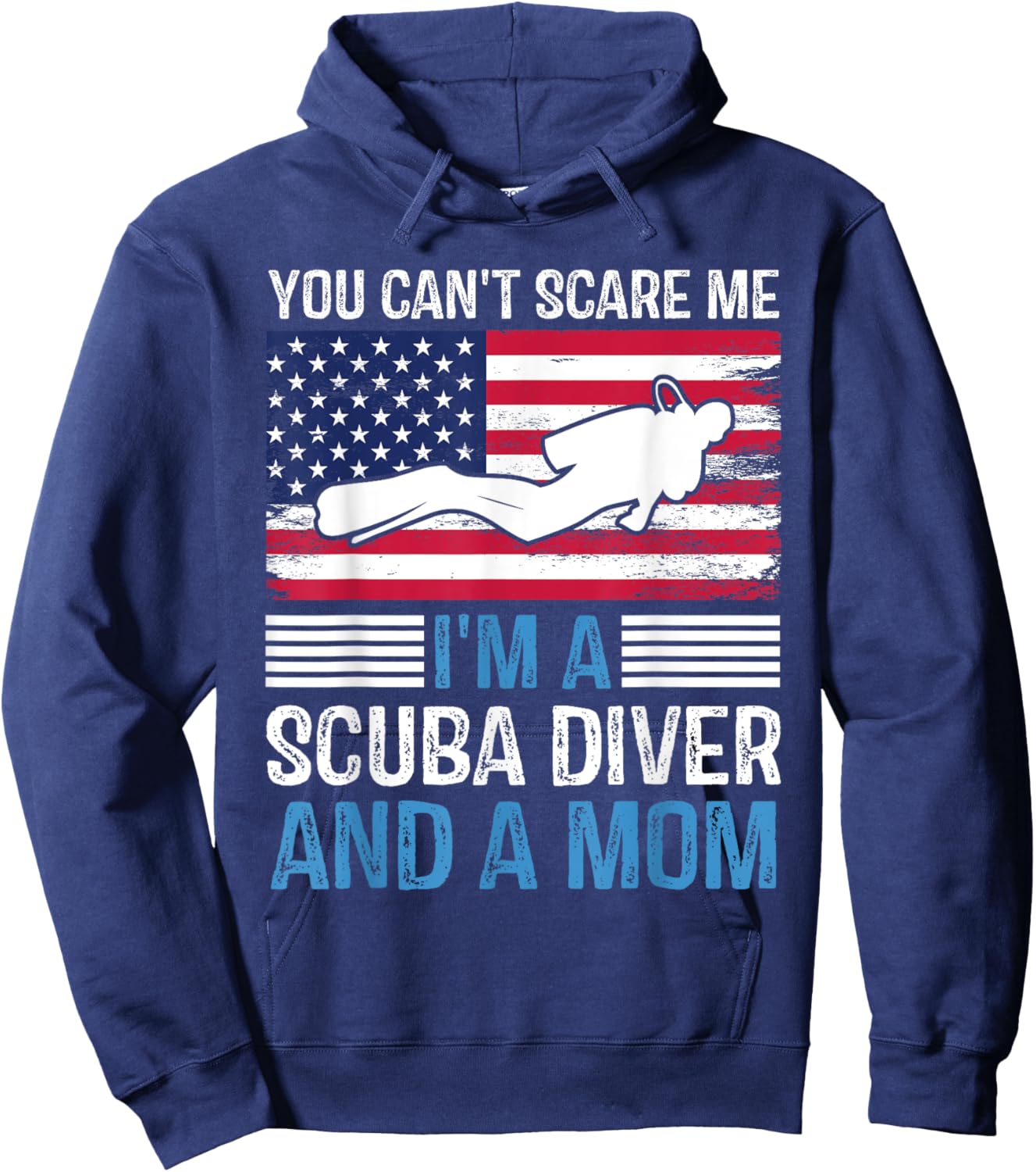 Divers Scuba Diving Mask Snorkel Fins American Flag USA Women Kids Men Hoodie - Hoodie | Navy