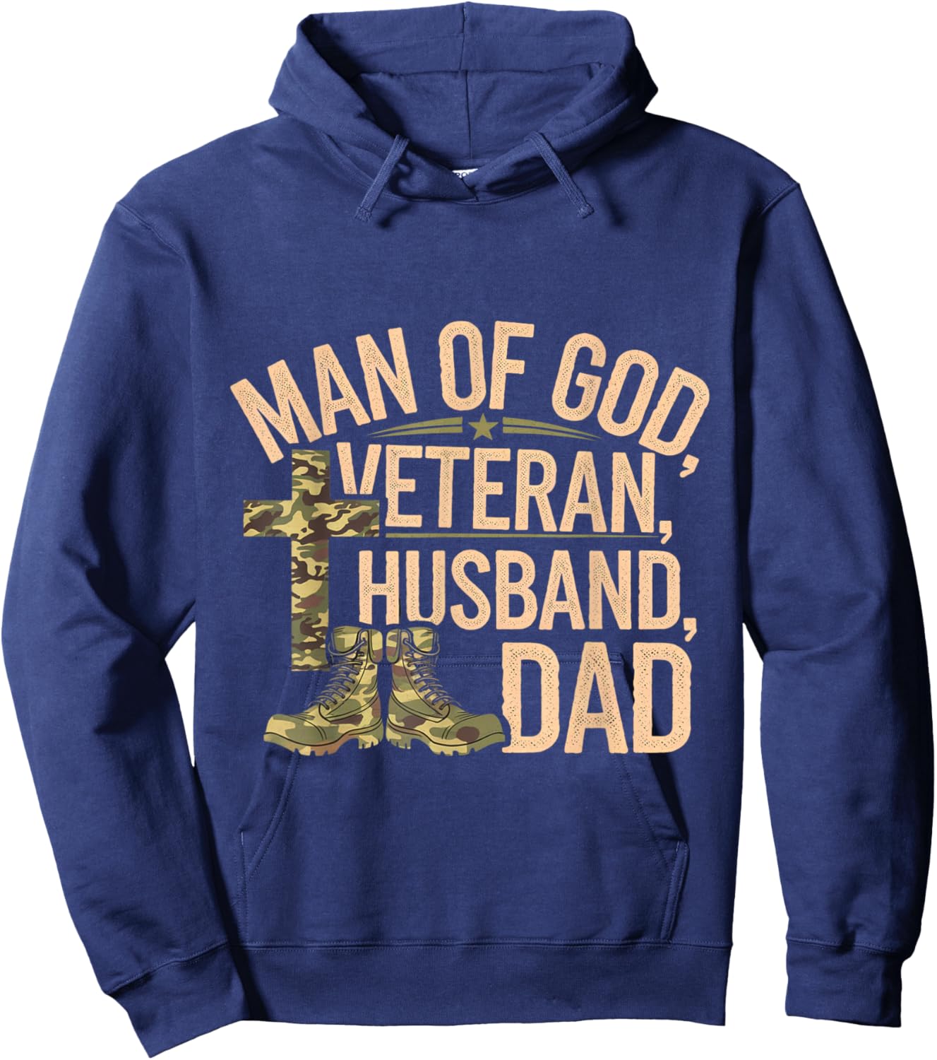 Man Of God Veteran Husband Dad Christian Jesus Camouflage Hoodie - Hoodie | Navy