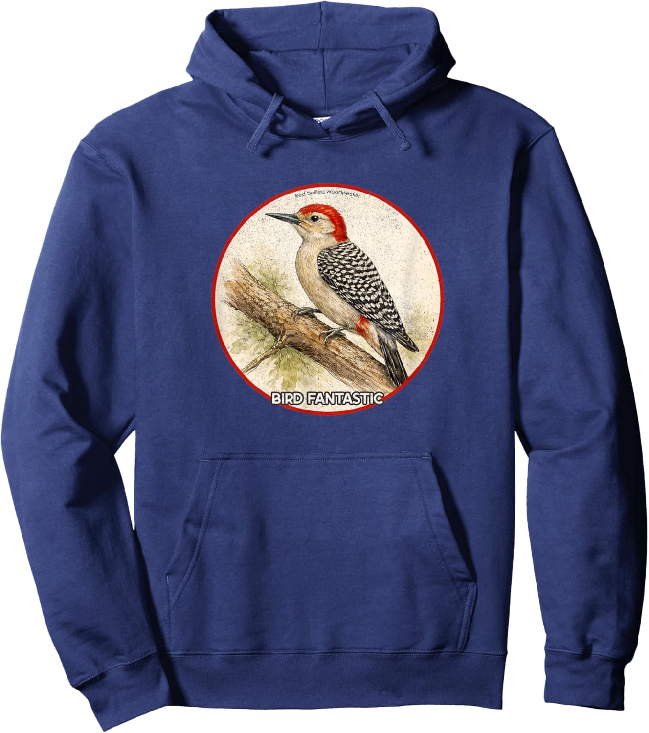 Colorful Retro Red-Bellied Woodpecker Bird Design Hoodie - Hoodie | Navy