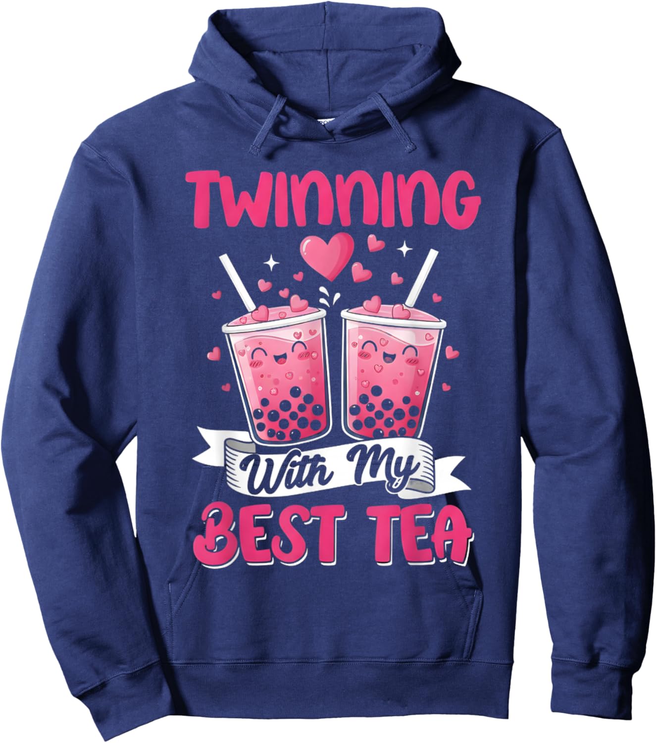 Twinning with My Bestie Boba Tea Cute Spirit Week Twin Day Hoodie - Hoodie | Navy