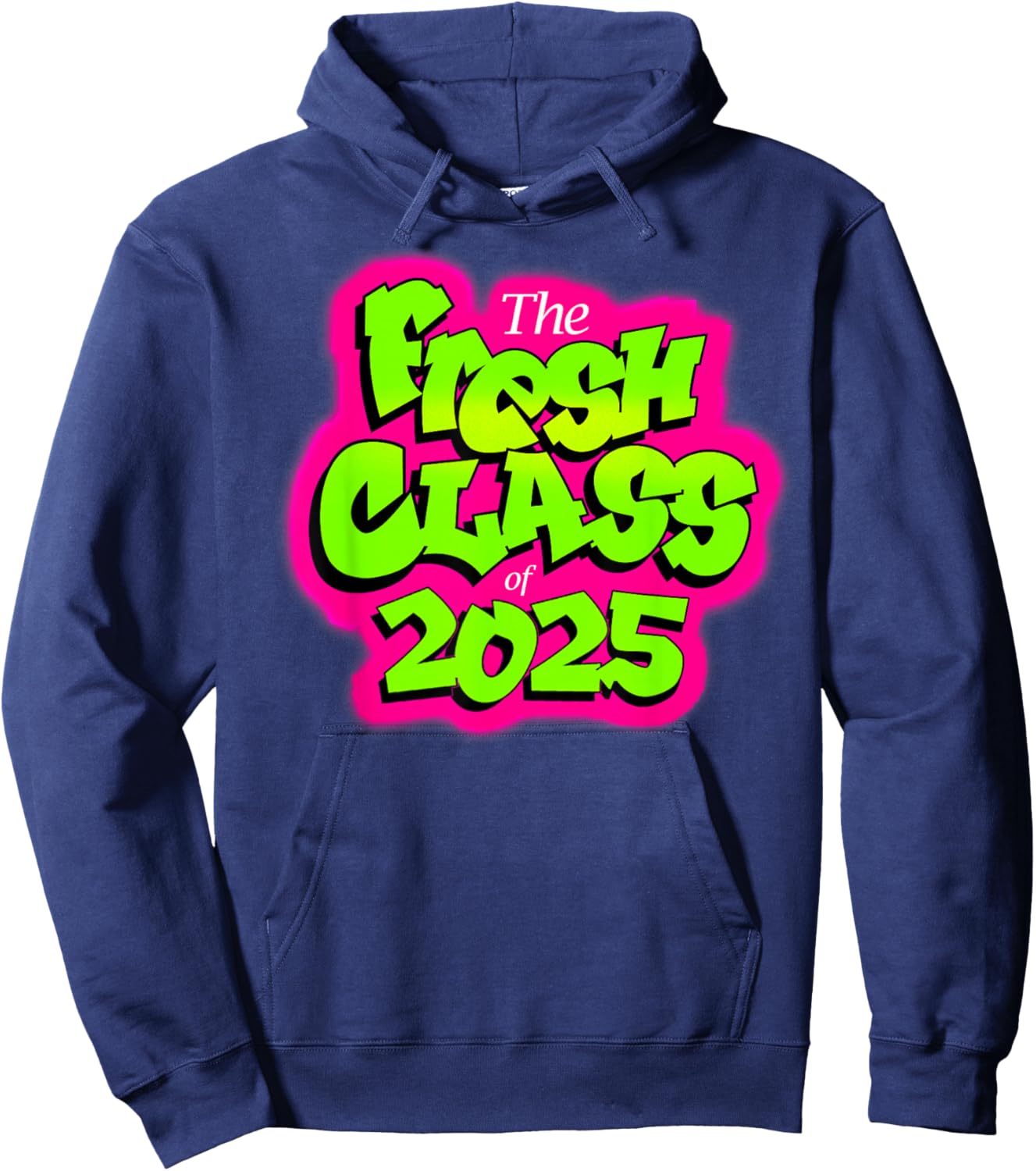 Class of 2025 Senior Fresh 90s TV Style Retro Graduation Hoodie - Hoodie | Navy