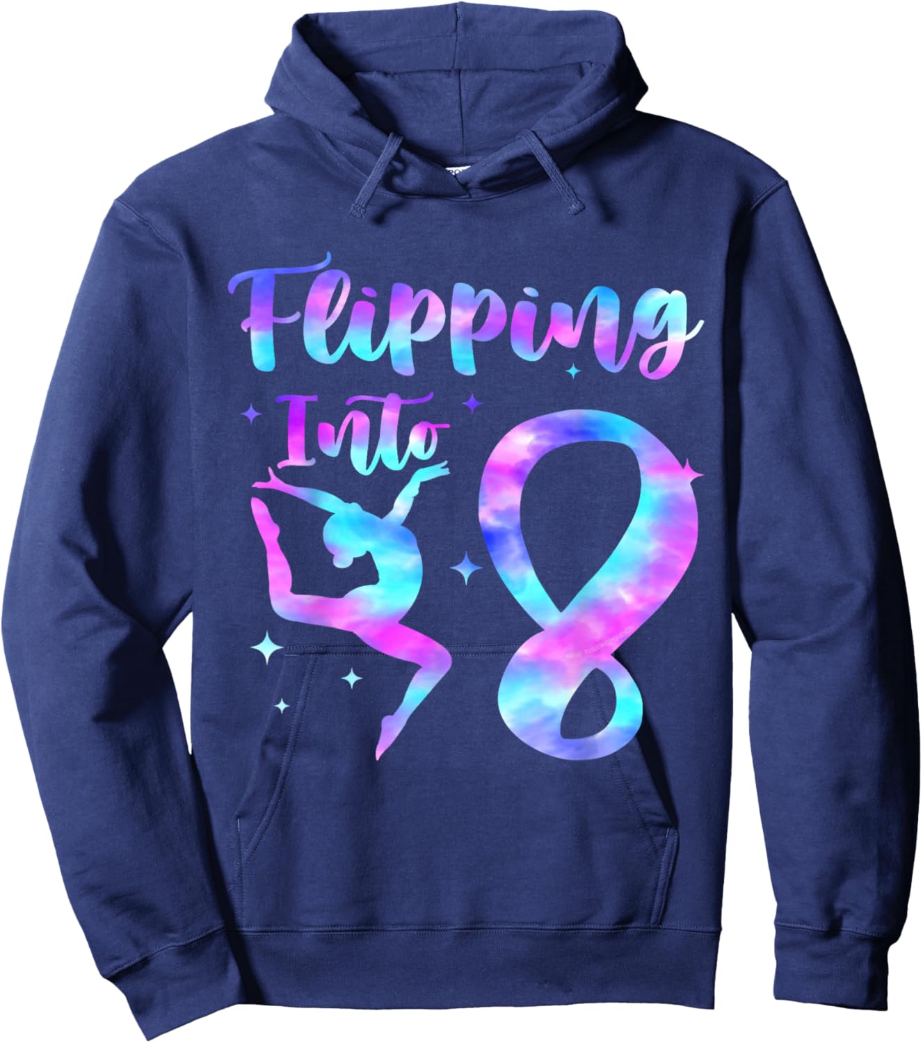 Flipping Into 8th Birthday Gymnastic 8 Year Old Girl Party Hoodie - Hoodie | Navy