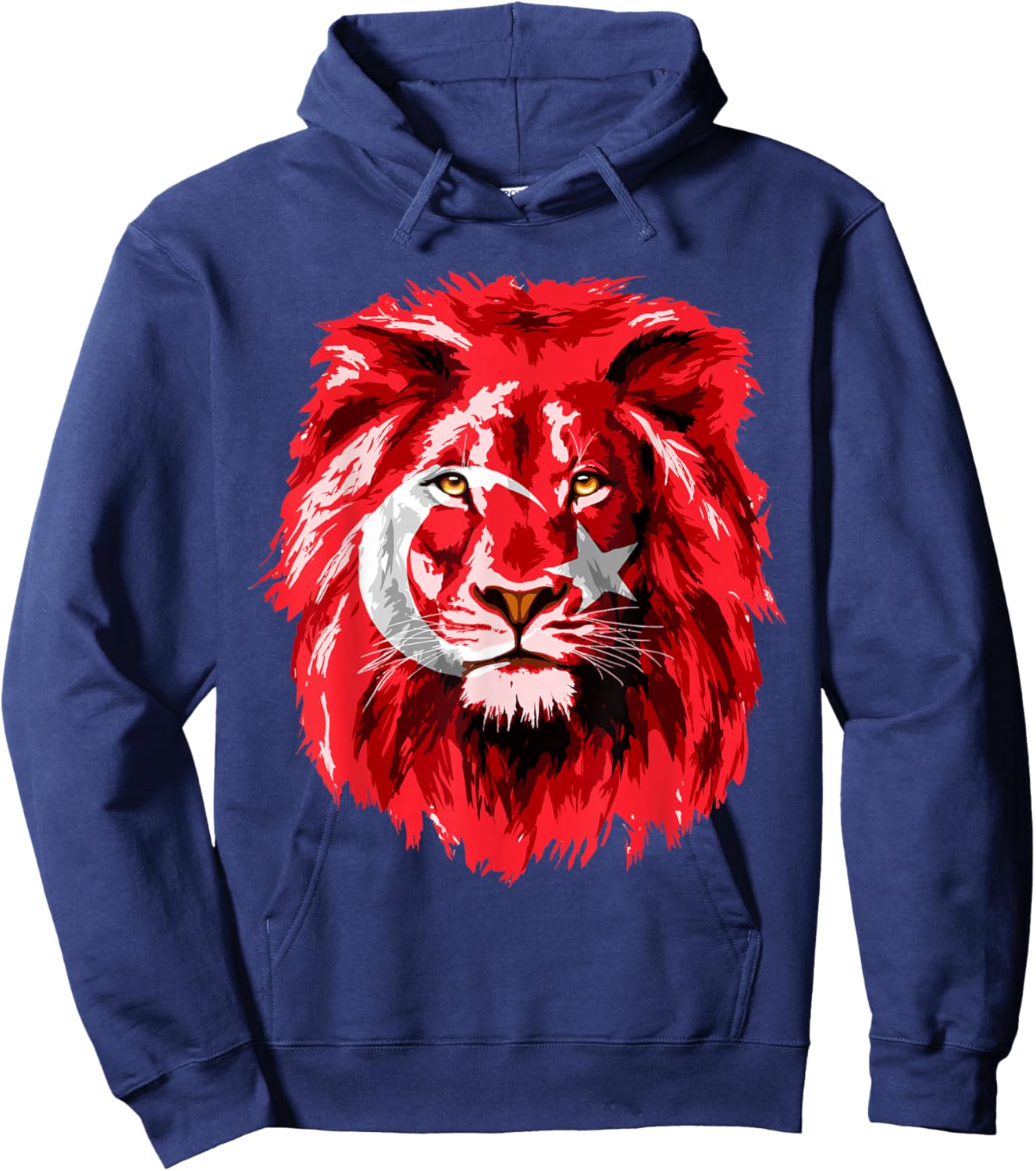 Turkey Flag with Lion Face Turkish Türkiye Flag Hoodie - Hoodie | Navy