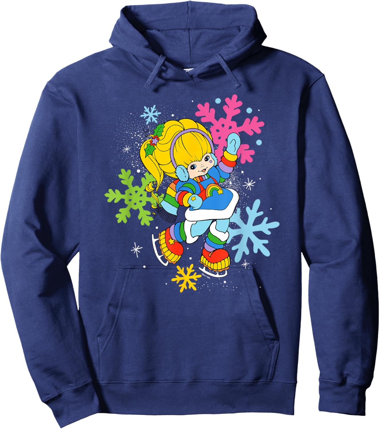 Rainbow Brite Christmas Colorful Snowflakes Portrait Hoodie - Hoodie | Navy