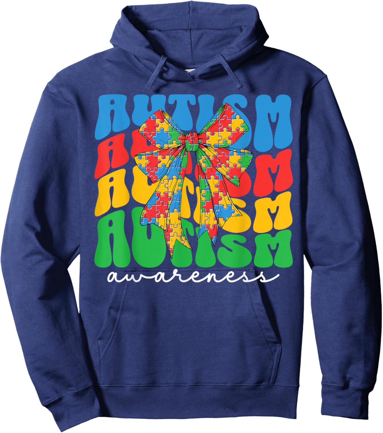 Autism Awareness Coquette Bow Women Girls Puzzle Cute Autism Hoodie - Hoodie | Navy