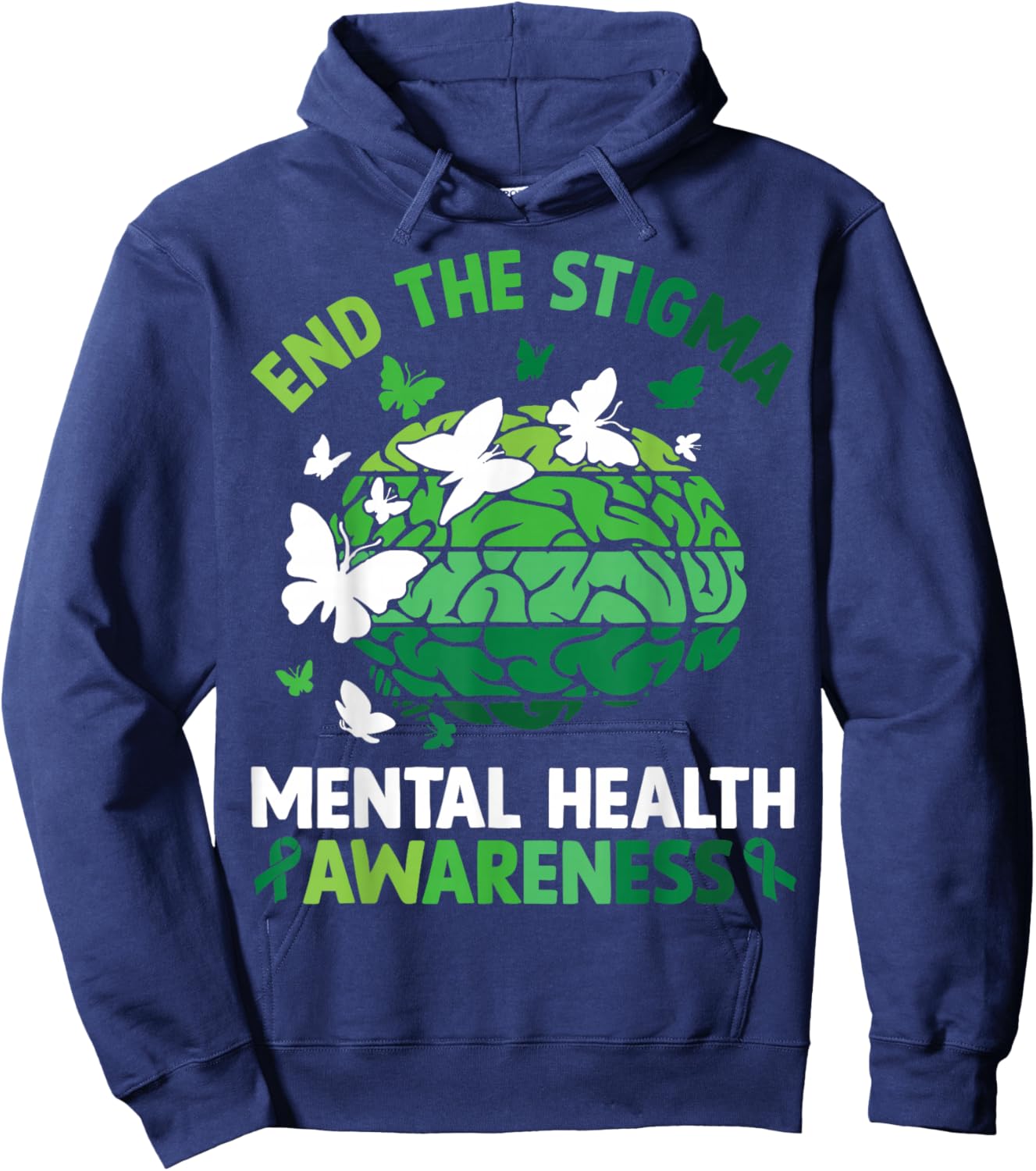 End The Stigma Mental Health Matters Mental Health Awareness Hoodie - Hoodie | Navy