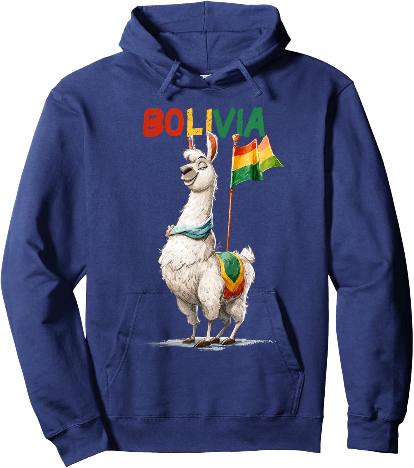 Funny Patriotic Bolivia Colors with Llama Costume Hoodie - Hoodie | Navy