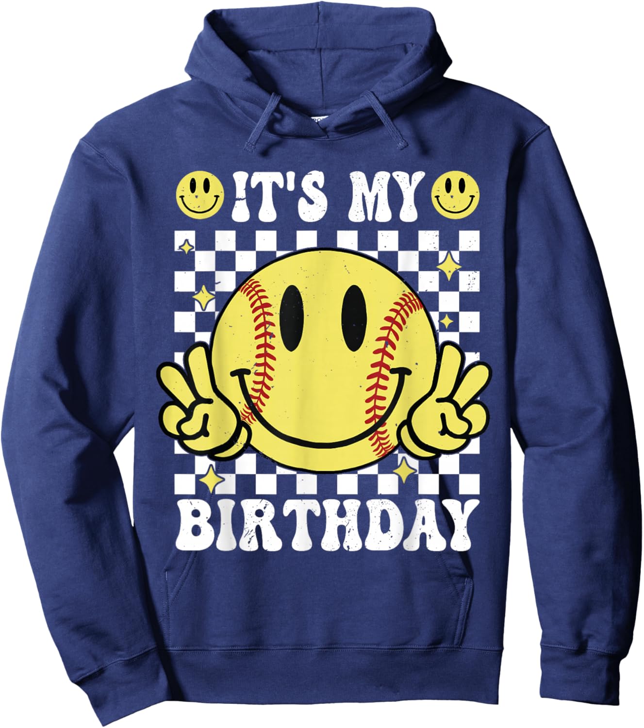 It's My Birthday Softball Girl Boy - Softball Birthday Party Hoodie - Hoodie | Navy