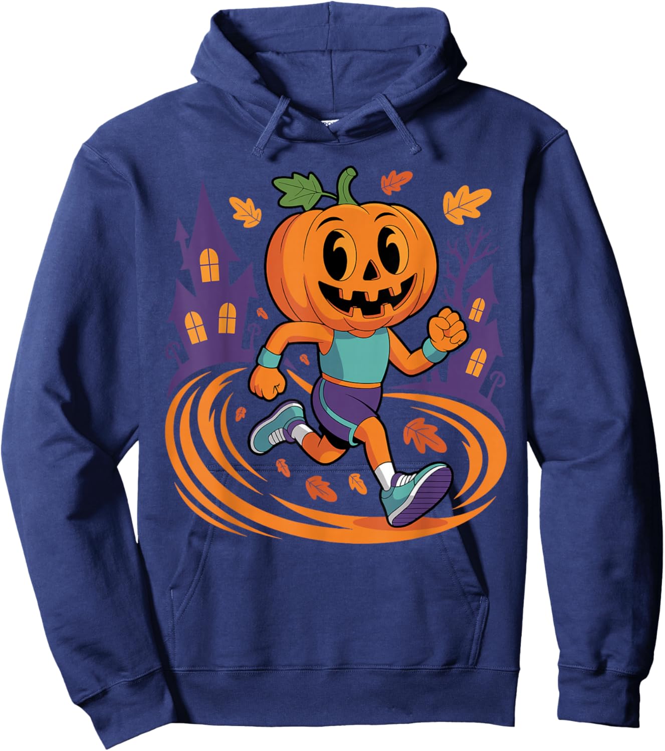 Halloween Pumpkin Running Fall Costume Funny Runner Marathon Hoodie - Hoodie | Navy