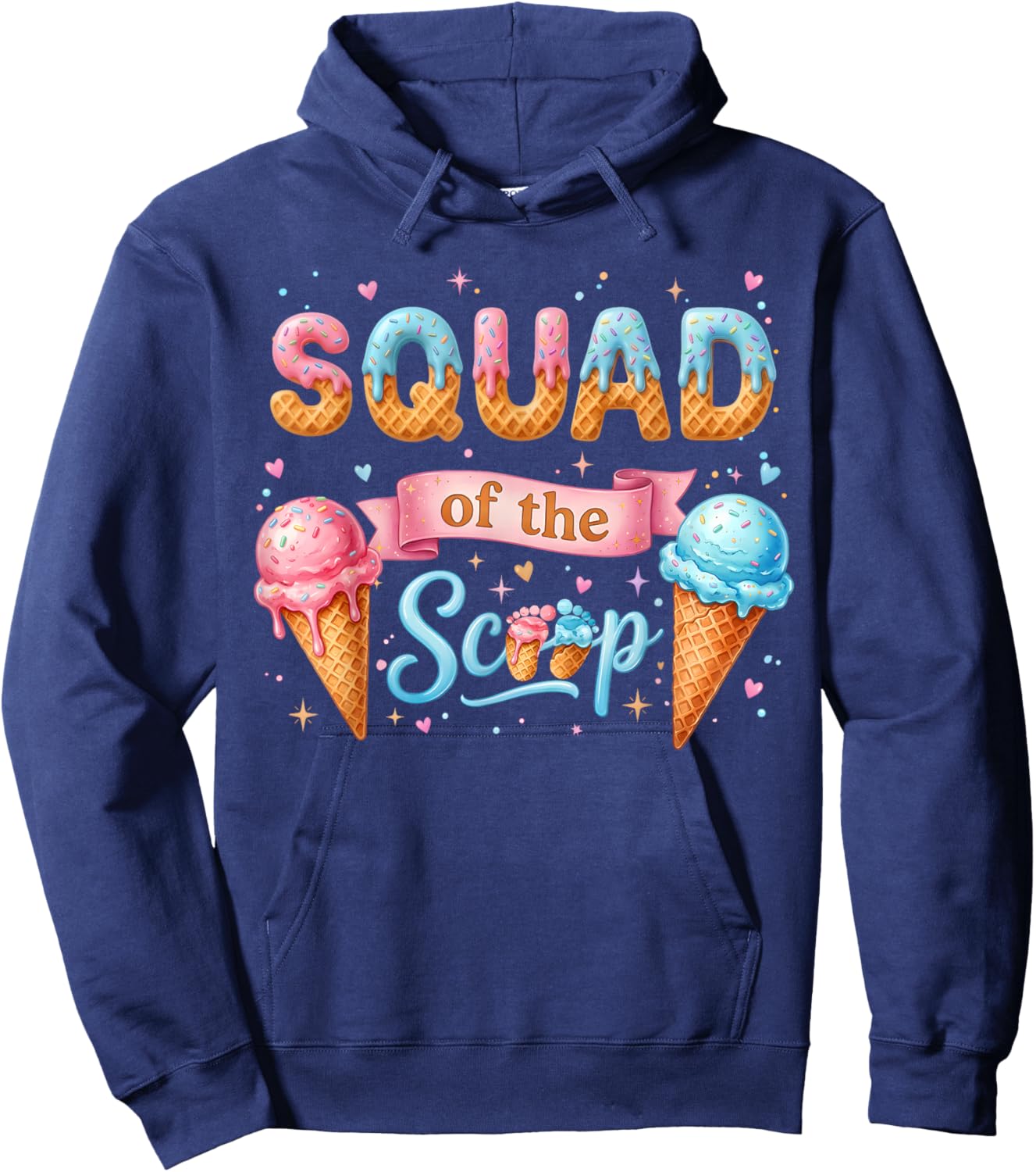 Squad of The Scoop Ice Cream Gender Reveal Baby Shower Hoodie - Hoodie | Navy