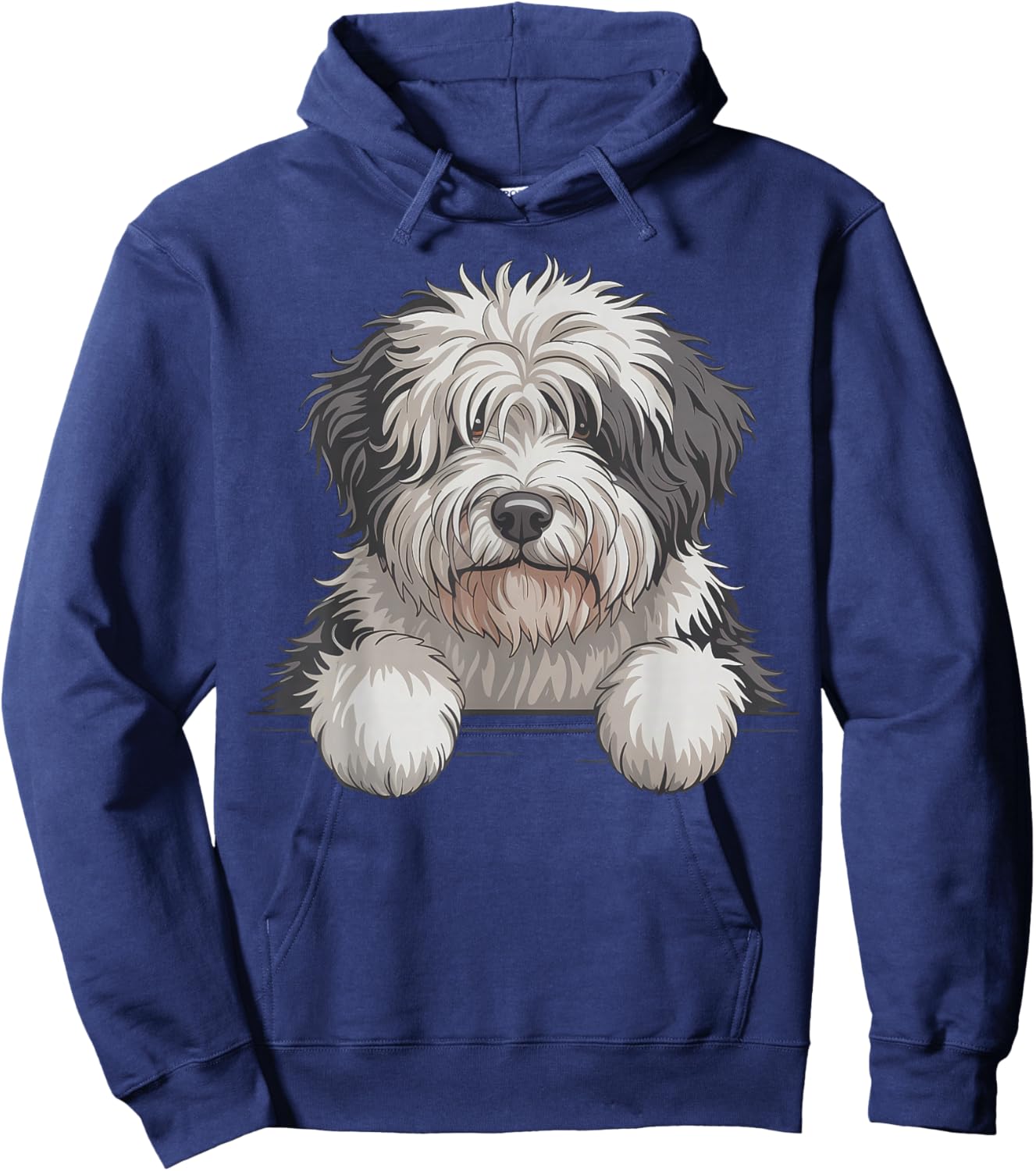 Old English Sheepdog Cute Peeking Bobtail Dog Lover Hoodie - Hoodie | Navy