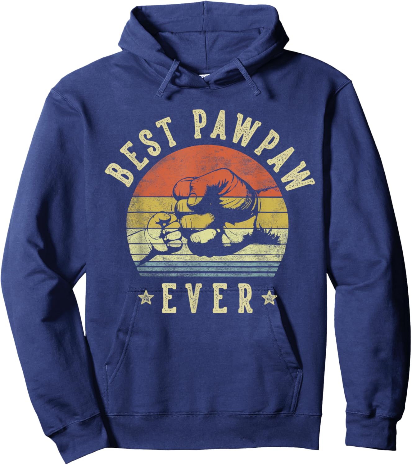 Best Pawpaw Ever - Retro Fist Bump Vintage Design Pawpaw Hoodie - Hoodie | Navy