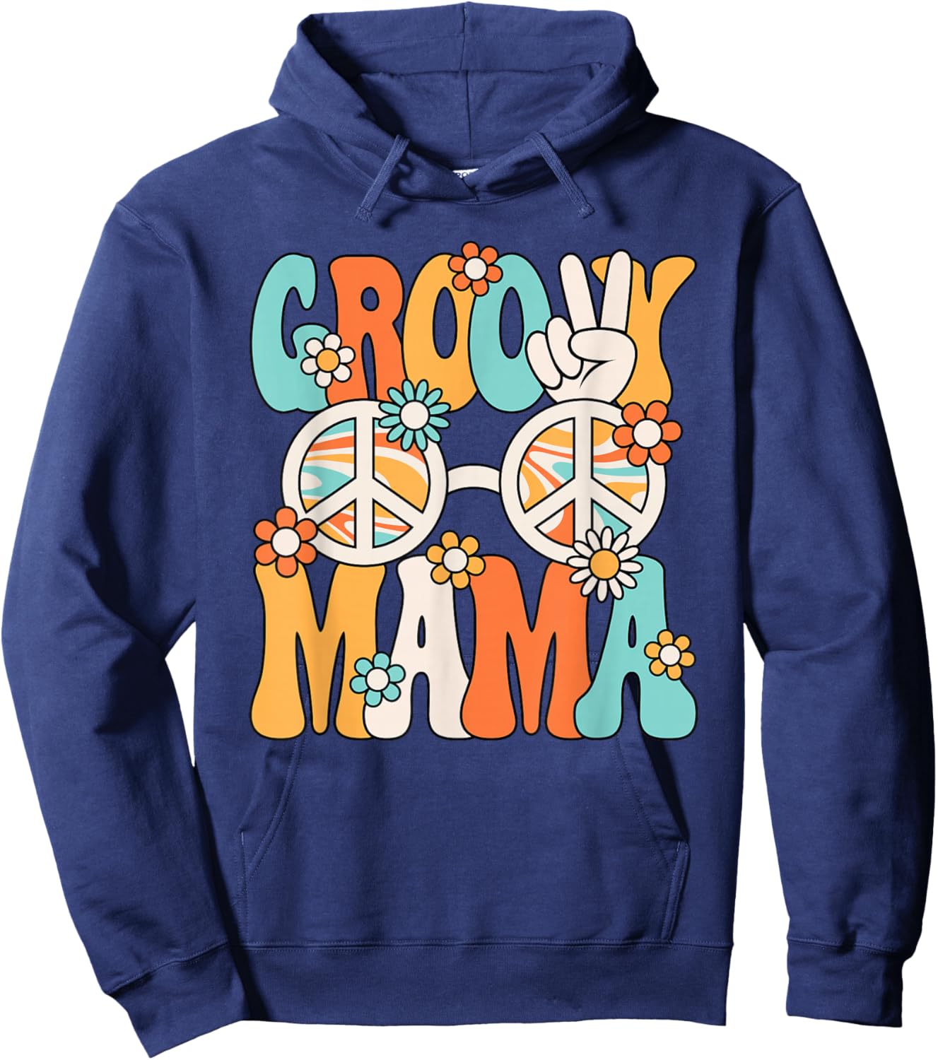Groovy Mama Mom Retro Hippie 60s 70s Party Outfit Women Hoodie - Hoodie | Navy
