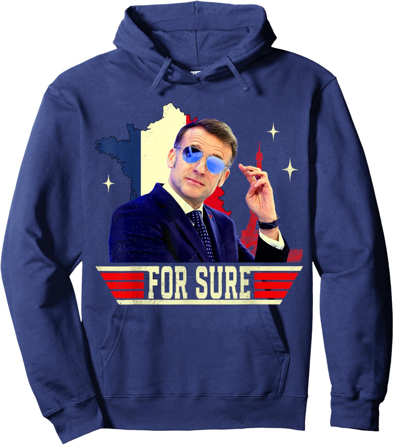 for Sure Emmanuel Macron Glasses Hoodie - Hoodie | Navy