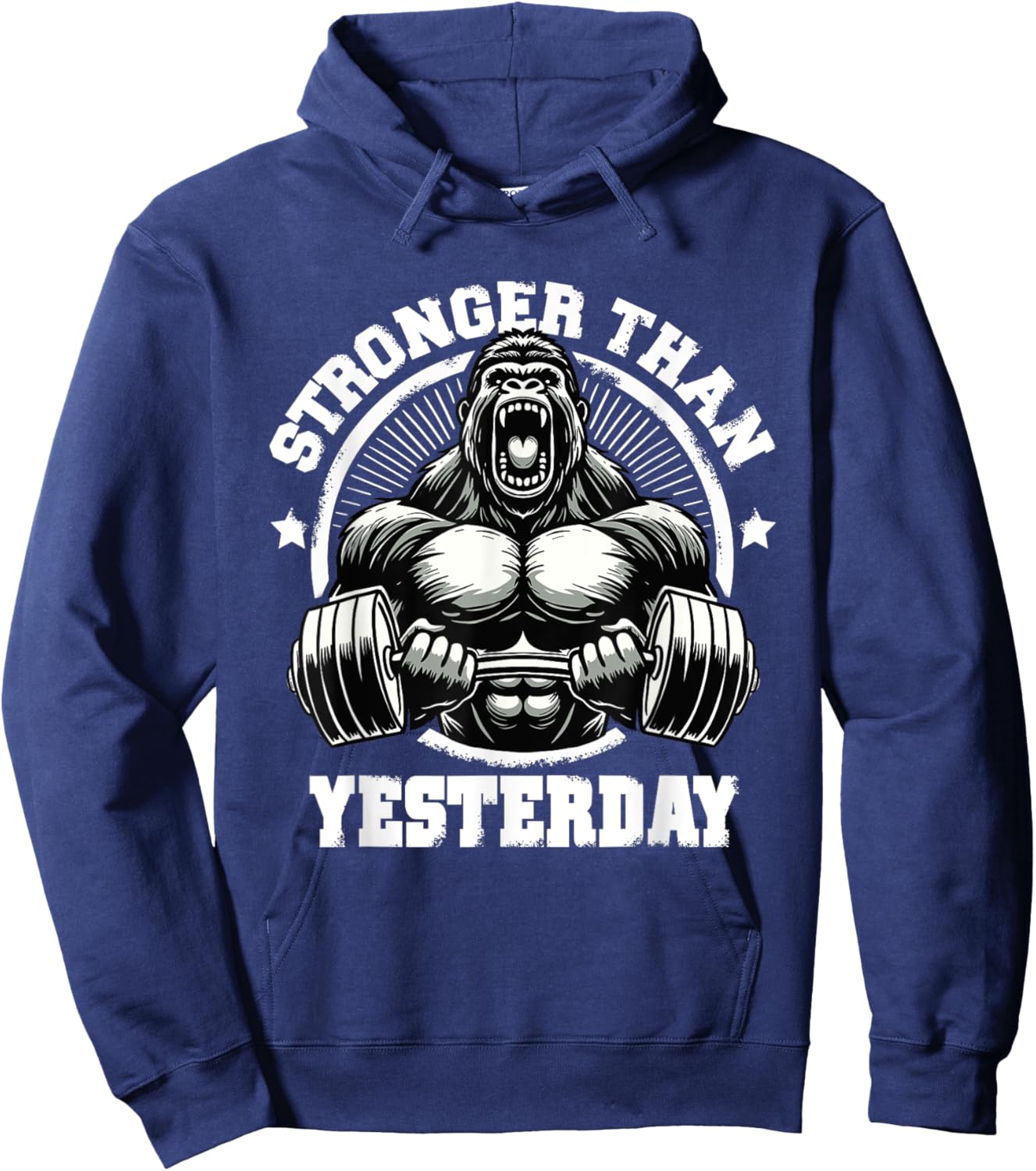 Stronger Than Yesterday Weightlifting Gym Quotes Gym Fitness Hoodie - Hoodie | Navy