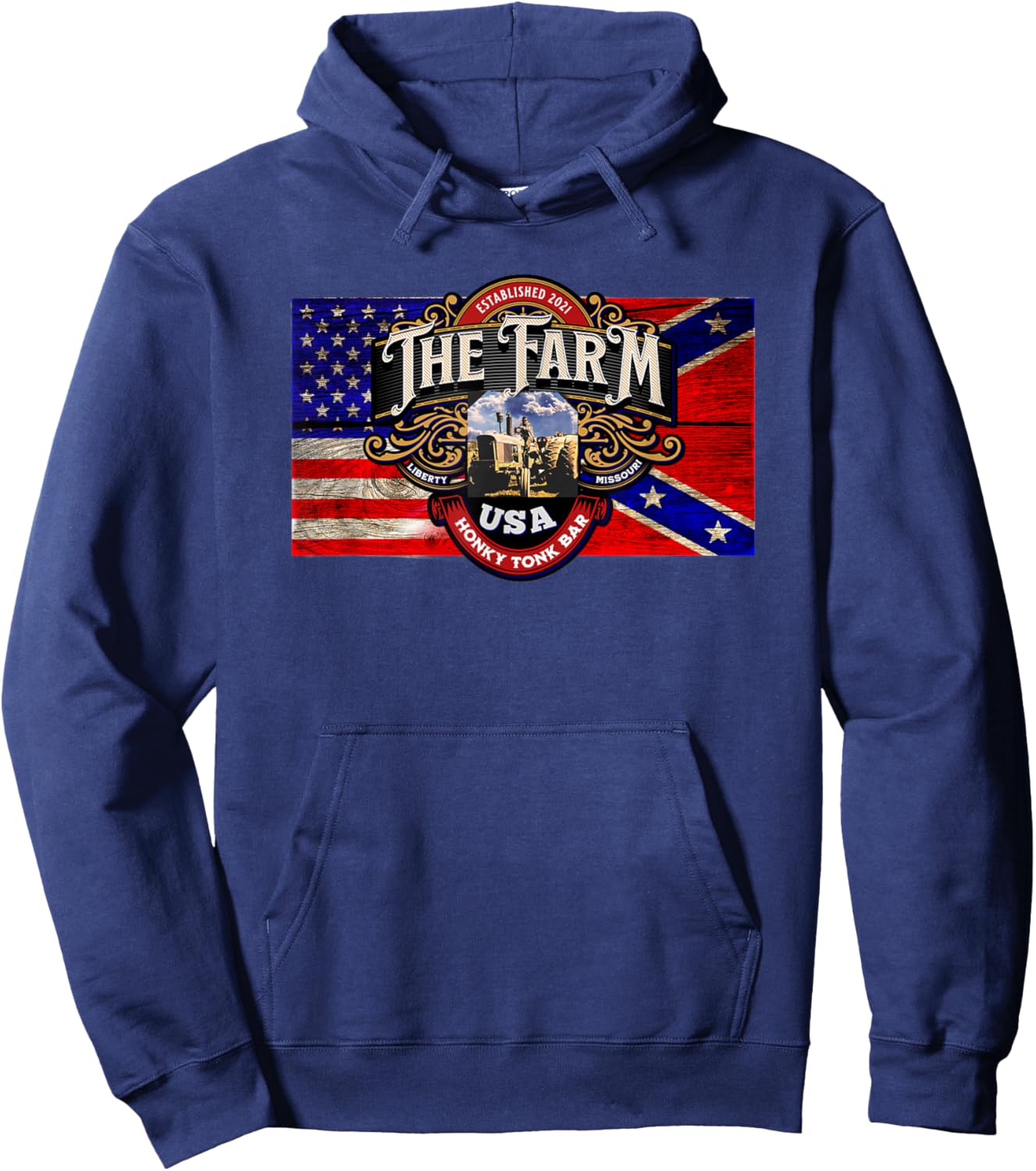 The Farm Liberty Missouri USA Bar Honky-tonk Music Hoodie - Hoodie | Navy