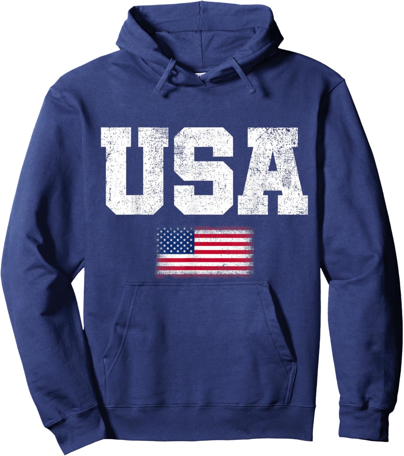 USA Men Women Patriotic American US Flag July 4th Hoodie - Hoodie | Navy