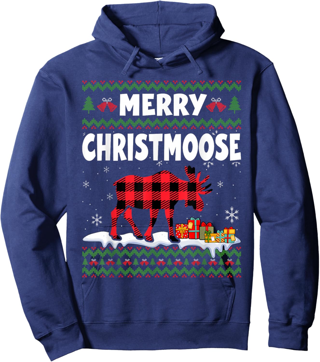 Merry Christmoose Christmas Moose Lover Xmas Holiday Hoodie - Hoodie | Navy
