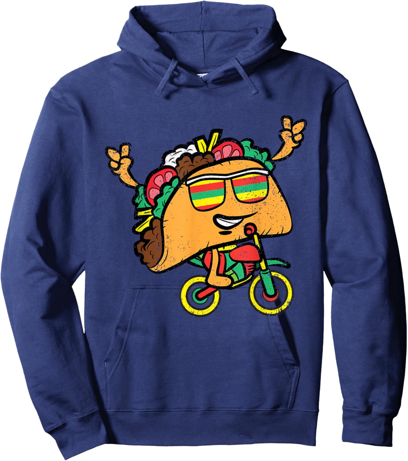 Taco Riding Bicycle Cinco De Mayo Mexican Fiesta Bike Hoodie - Hoodie | Navy