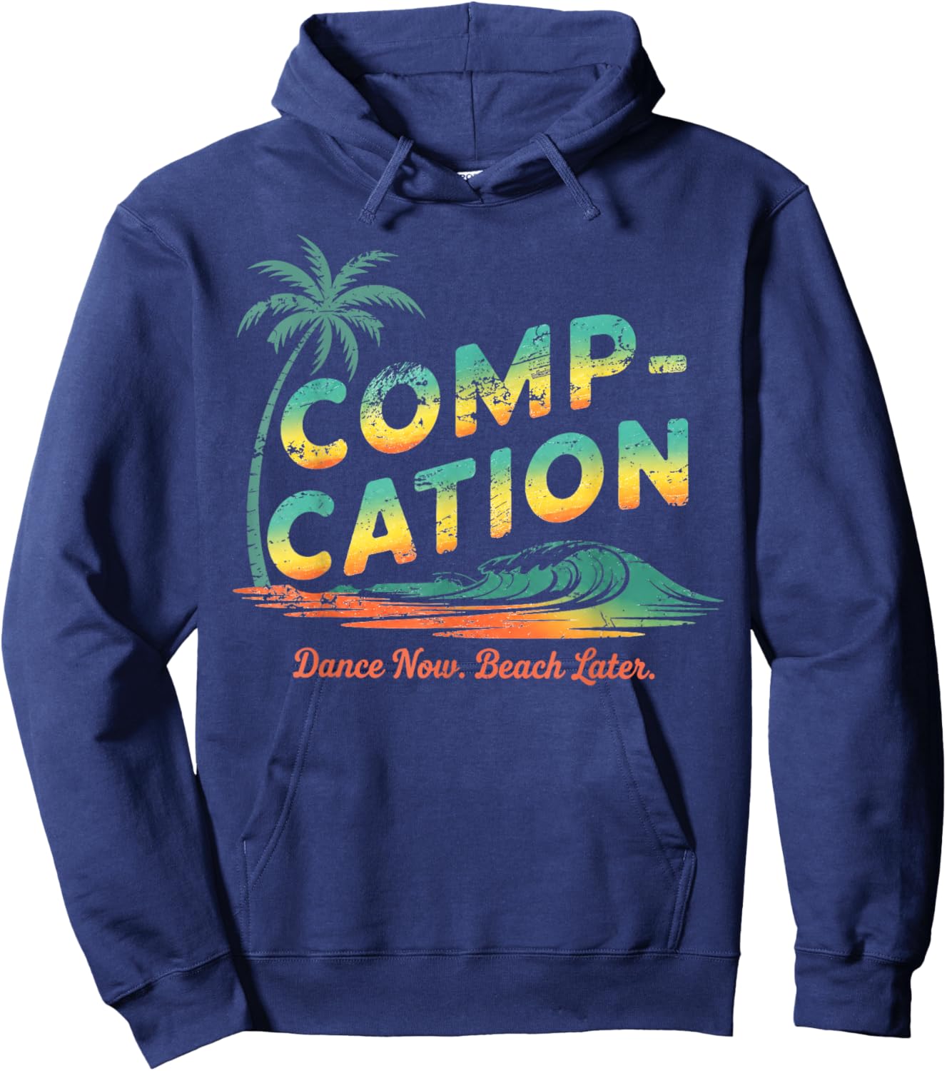 Compcation Dance Now Beach Later Vintage Summer Graphic Hoodie - Hoodie | Navy
