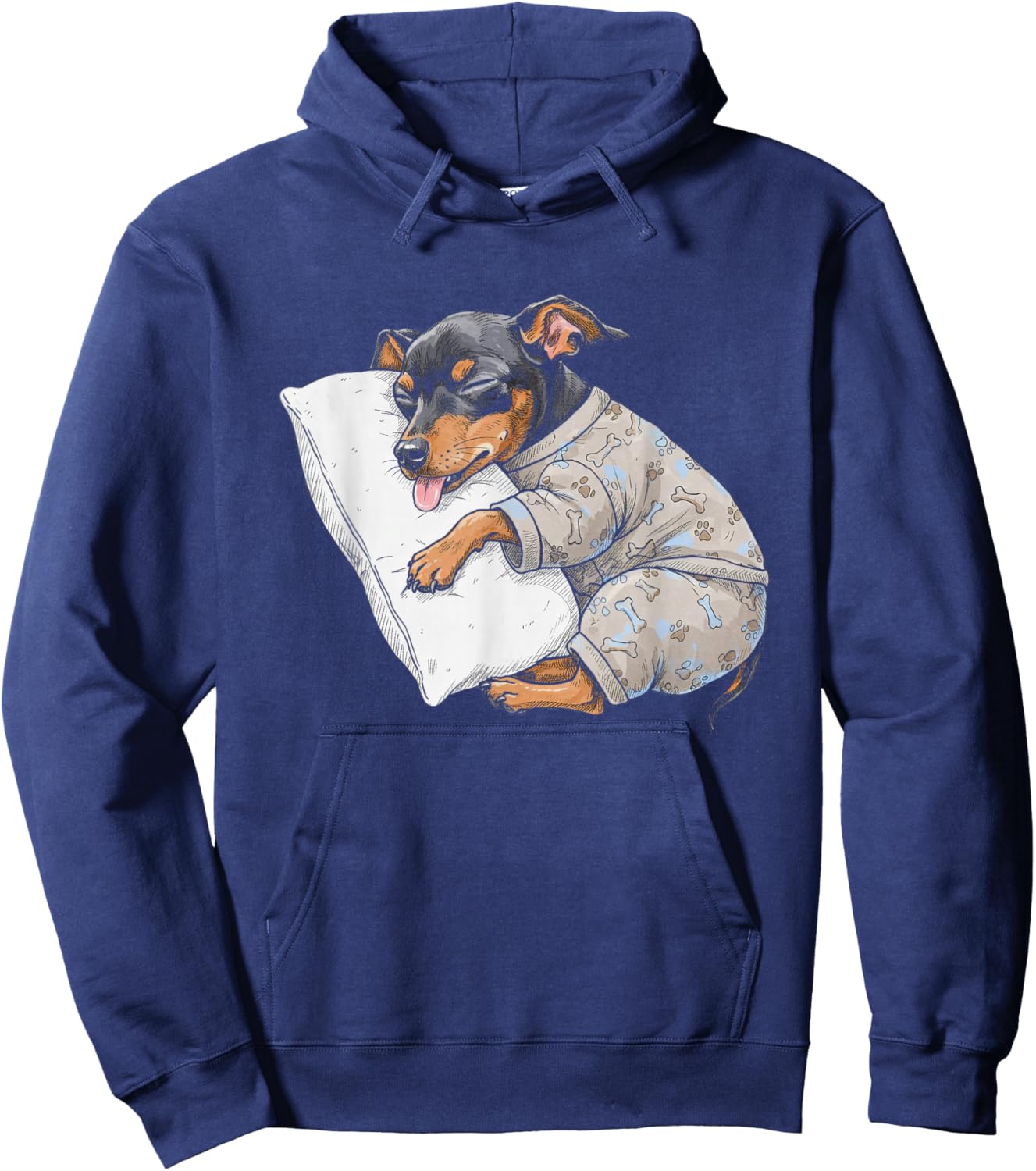 Funny Sleepy Miniature Pinscher Pajama Adults Kids Min Pin Hoodie - Hoodie | Navy