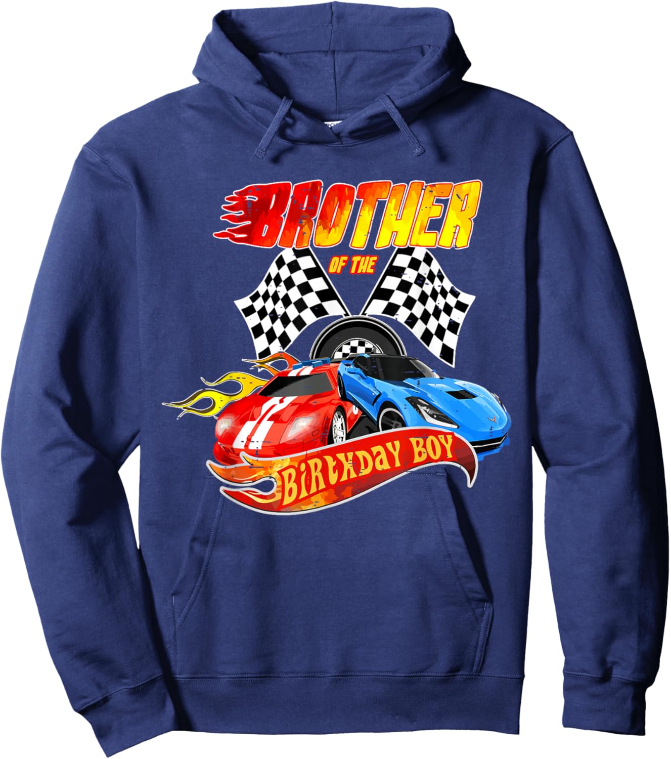 Brother Of The Birthday Boy Race Car Birthday Party Racing Hoodie - Hoodie | Navy