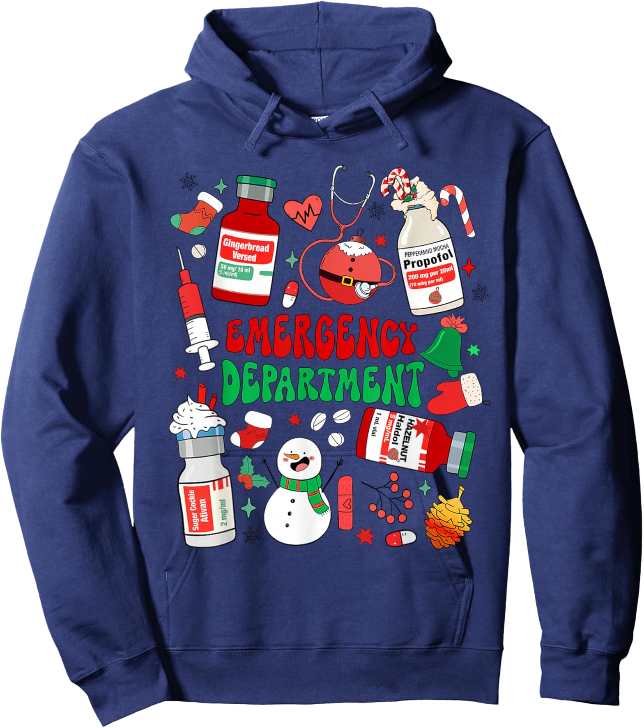 Christmas Emergency Room ER RN Nurse Department Healthcare Hoodie - Hoodie | Navy