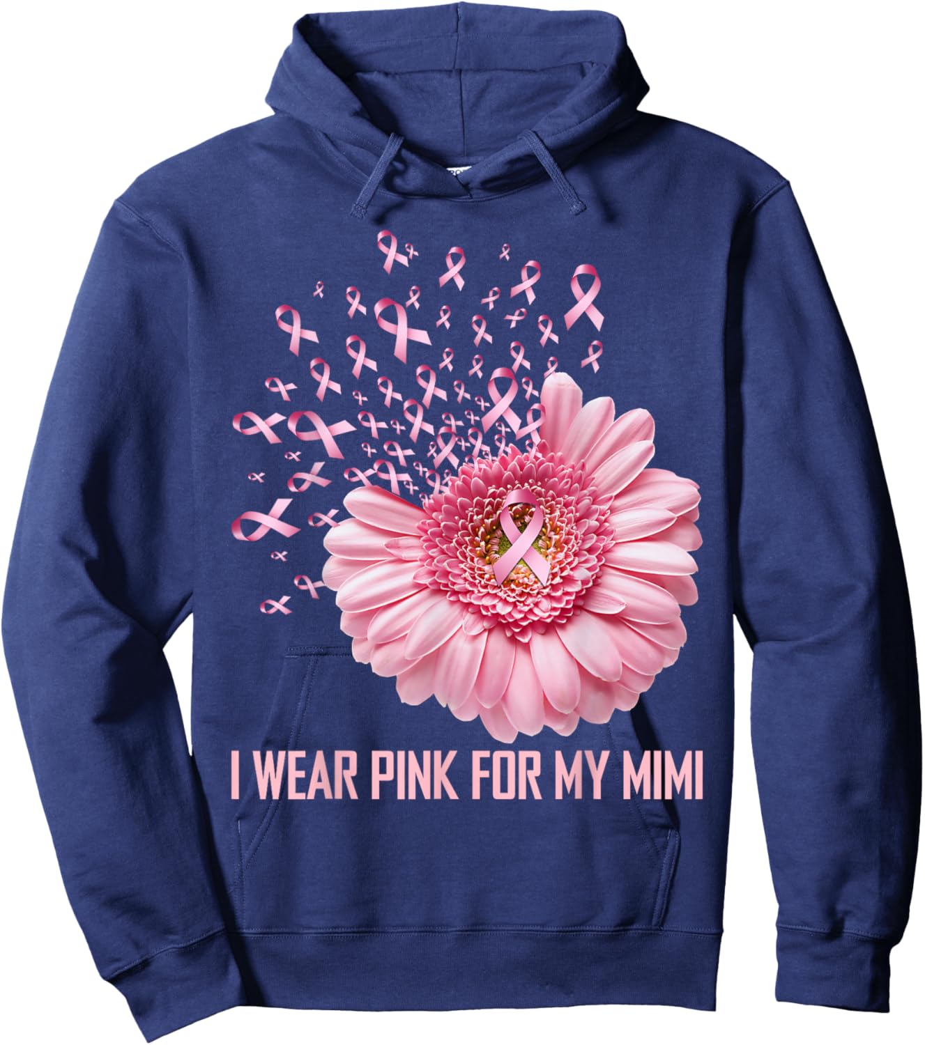 Sunflower Ribbon I Wear Pink For My Mimi Breast Cancer Hoodie - Hoodie | Navy