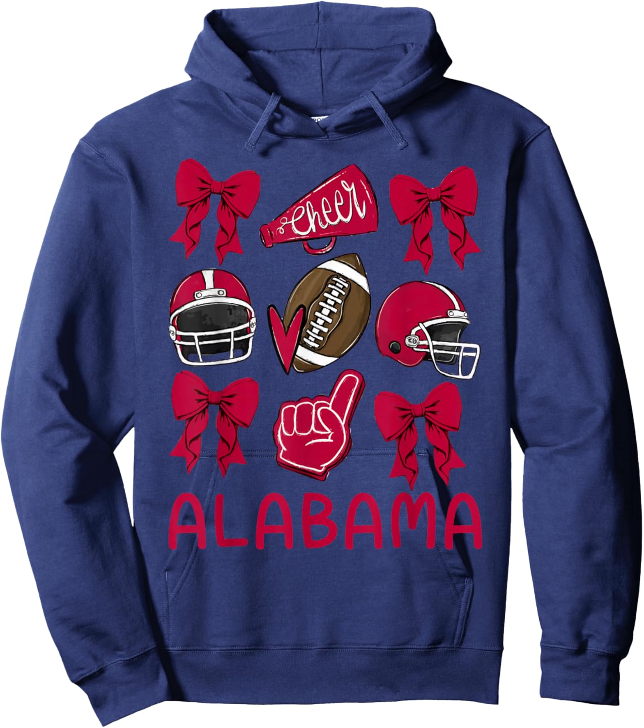Alabama Women Girls Kids Sister Daughter Niece Coquette Bow Hoodie - Hoodie | Navy