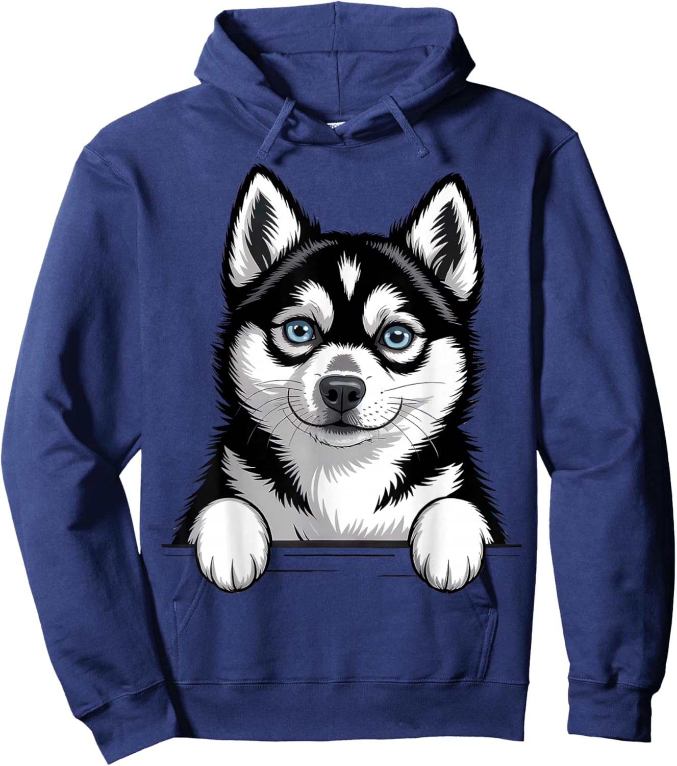 Alaskan Klee Kai Funny Peeking Pocket Husky Puppy Dog Lover Hoodie - Hoodie | Navy