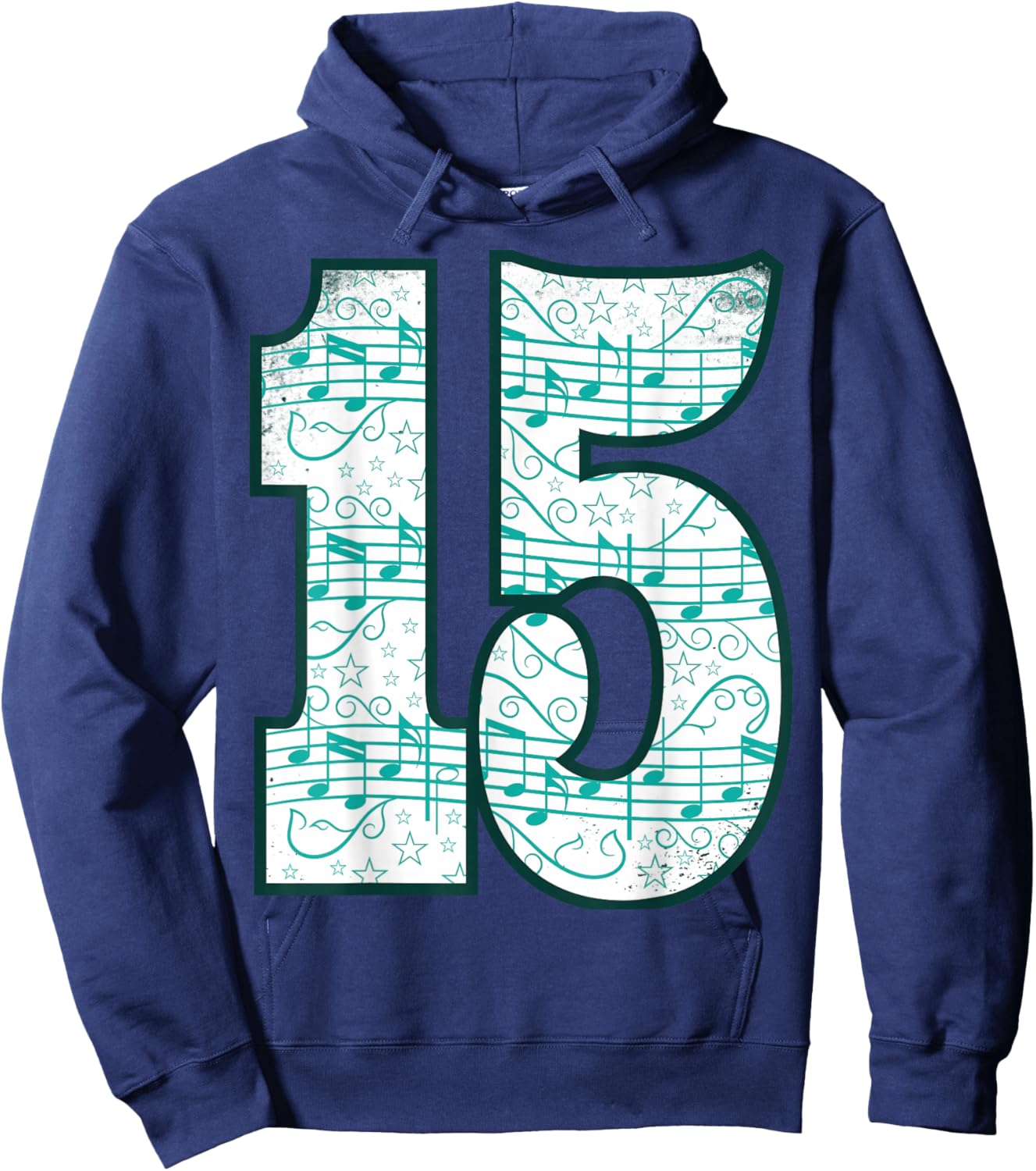 15th Birthday Design - Fifteen Year Old - Music Lover Hoodie - Hoodie | Navy