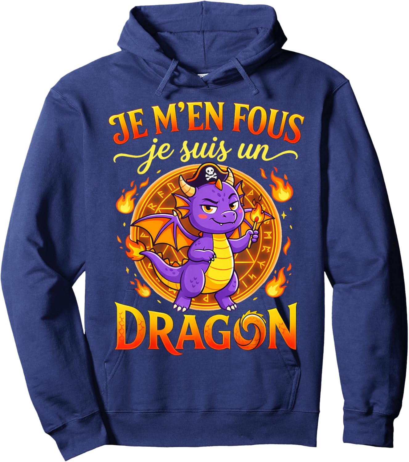 Je M'en Fous Je suis Un Dragon Dragon Mignon Hoodie - Hoodie | Navy