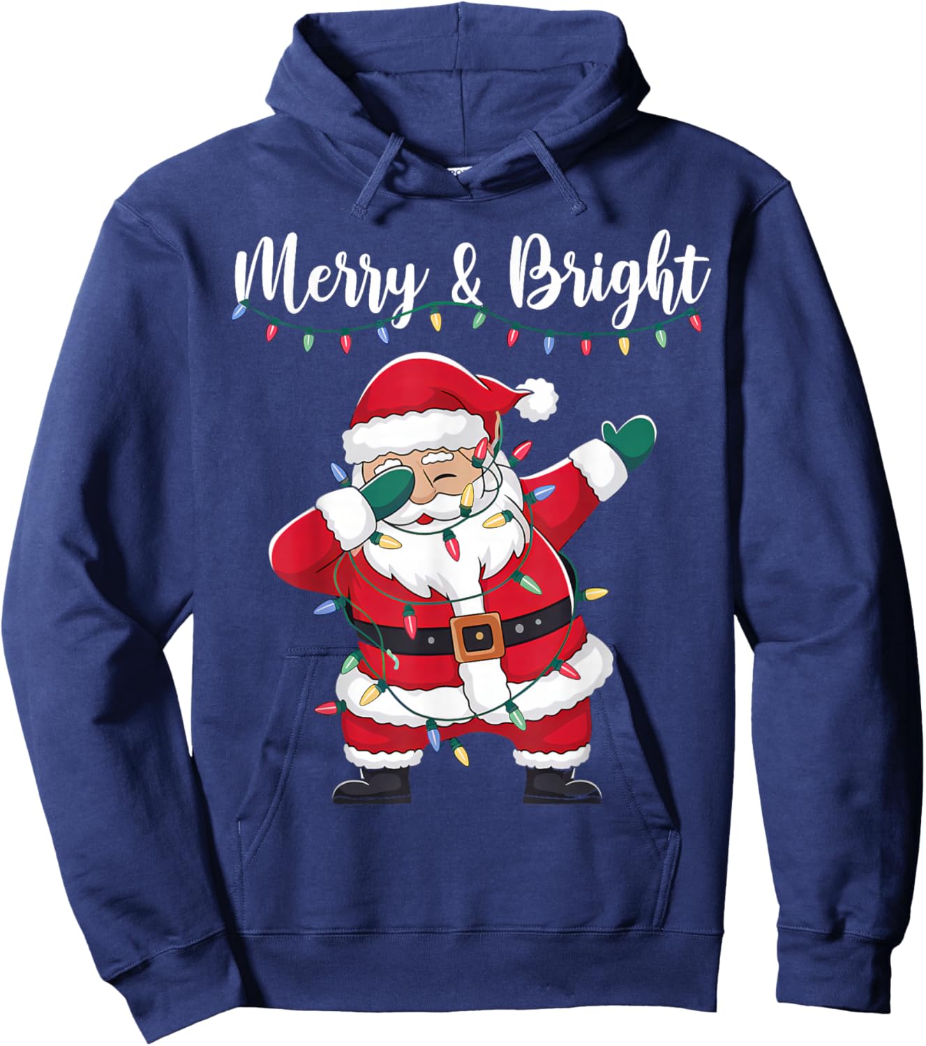 Merry & Bright Funny Dabbing Santa Christmas Men Women Kids Hoodie - Hoodie | Navy