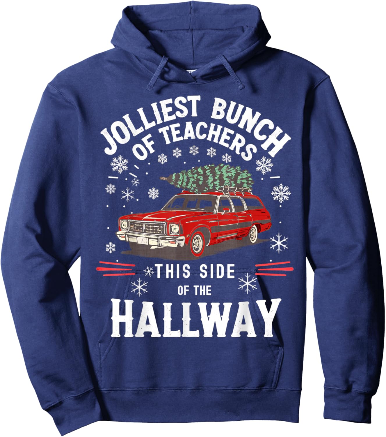 Jolliest Bunch of Teachers This Side of The Hallway Xmas Men Hoodie - Hoodie | Navy
