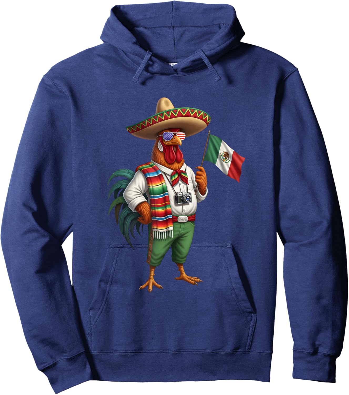Mexican Rooster Chicken Mexico Flag American Sunglasses Hoodie - Hoodie | Navy