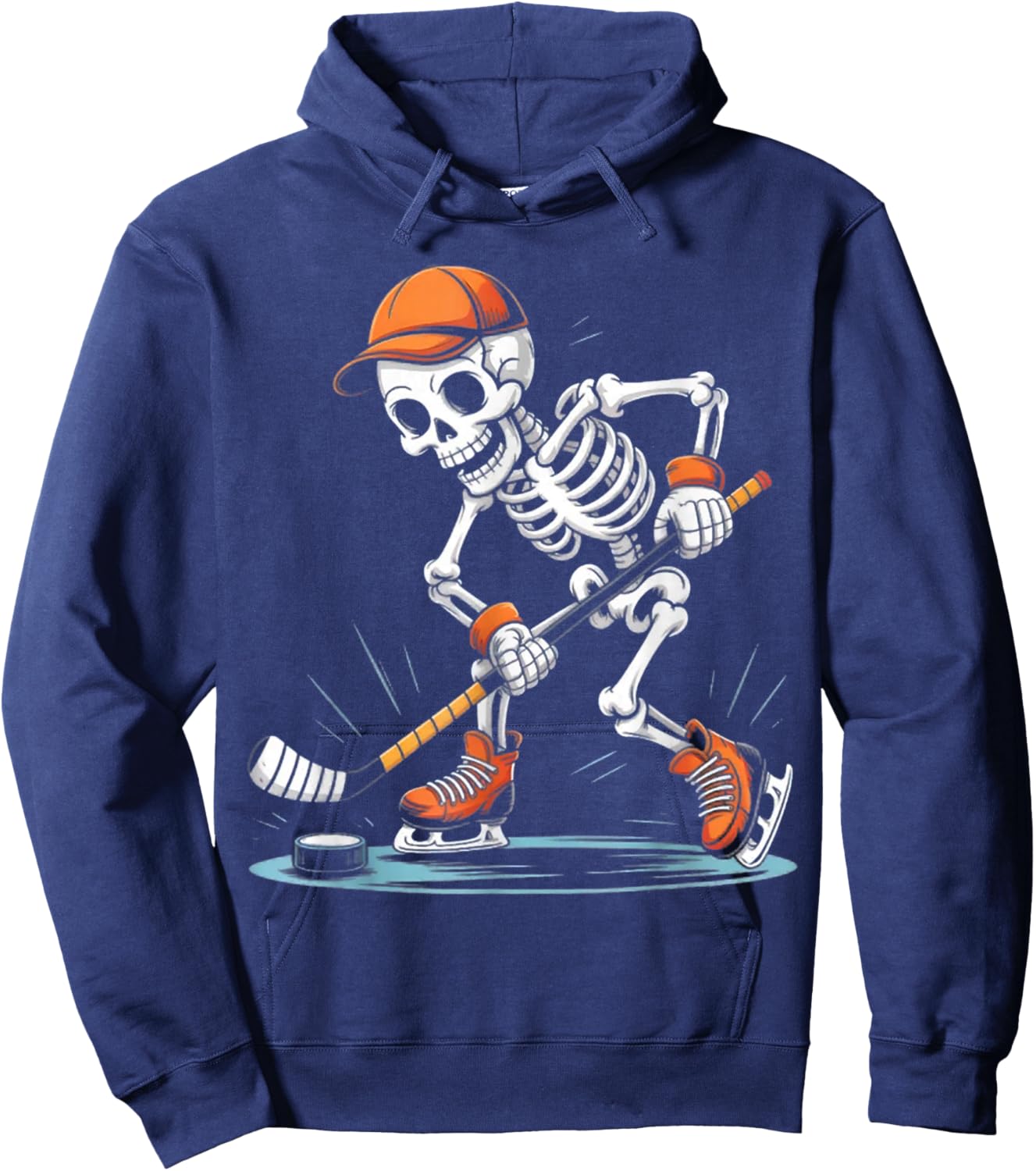 Skeleton Ice Hockey Halloween Costume Men Boys Kids Hoodie - Hoodie | Navy