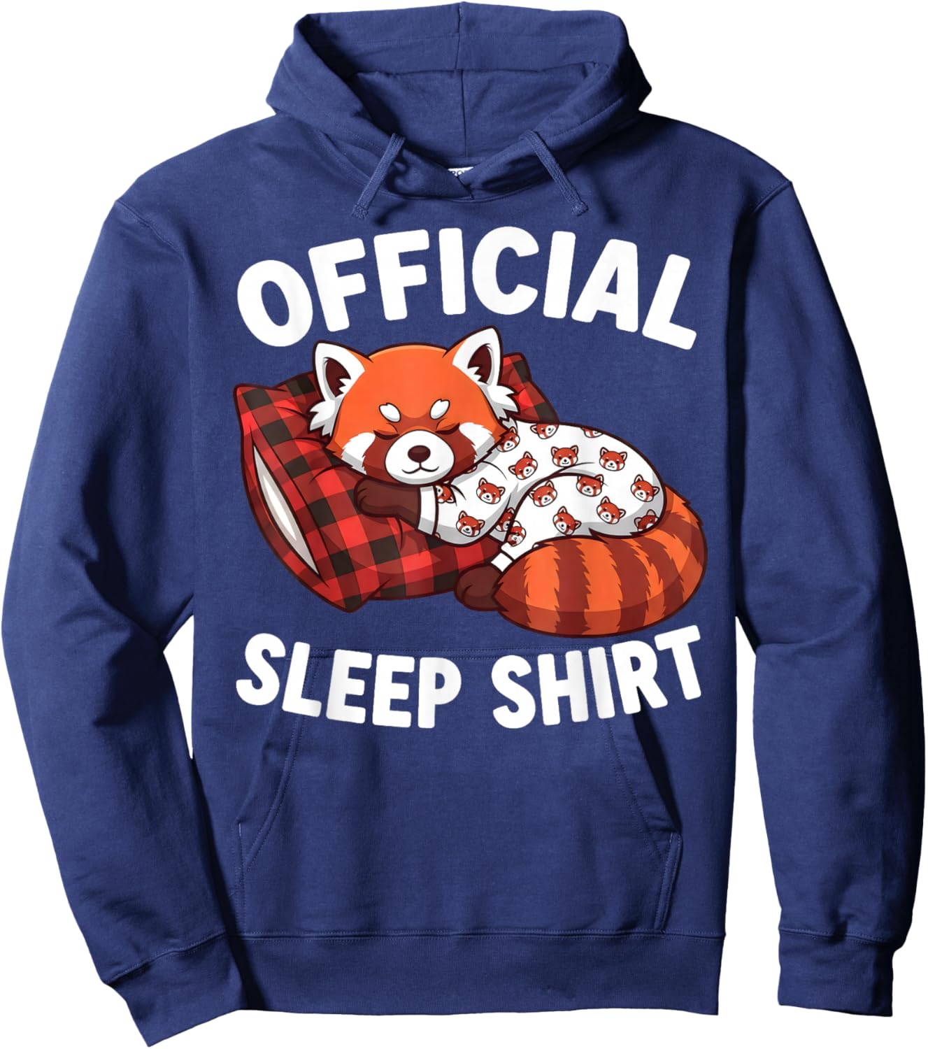 Cute Kawaii Sleeping Red Panda Official Sleepshirt Nightgown Hoodie - Hoodie | Navy