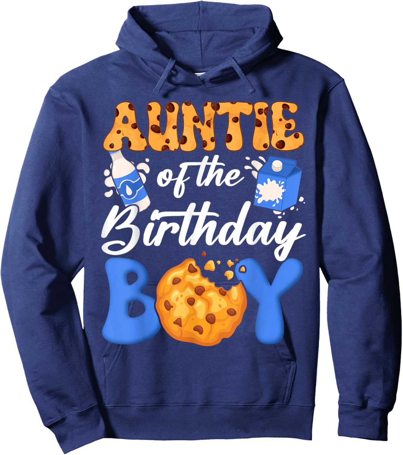 Auntie of The Birthday Boy Milk and Cookies 1St Birthday Hoodie - Hoodie | Navy