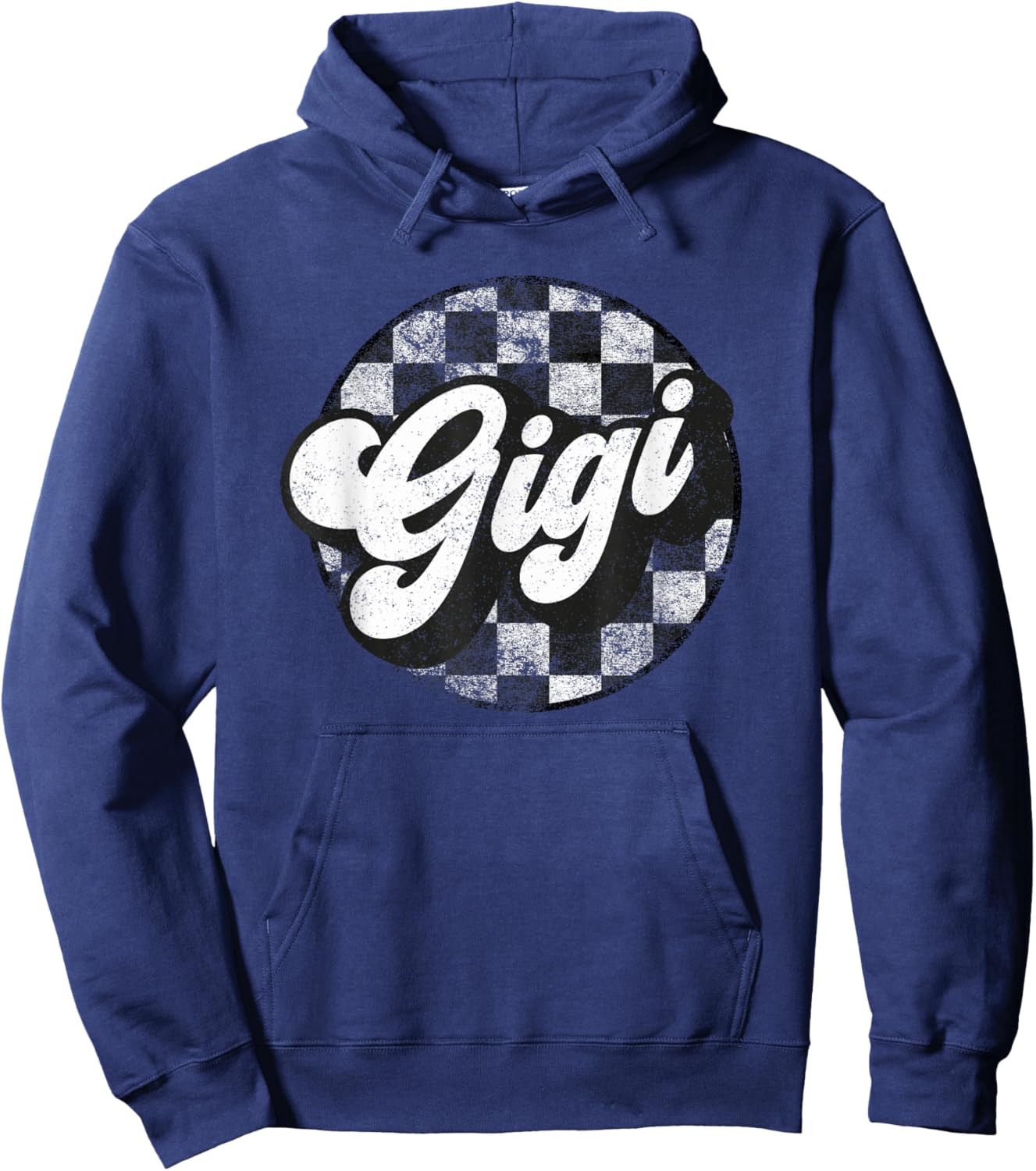 Funny Retro Checkered Gigi Race Vintage Matching Family Hoodie - Hoodie | Navy