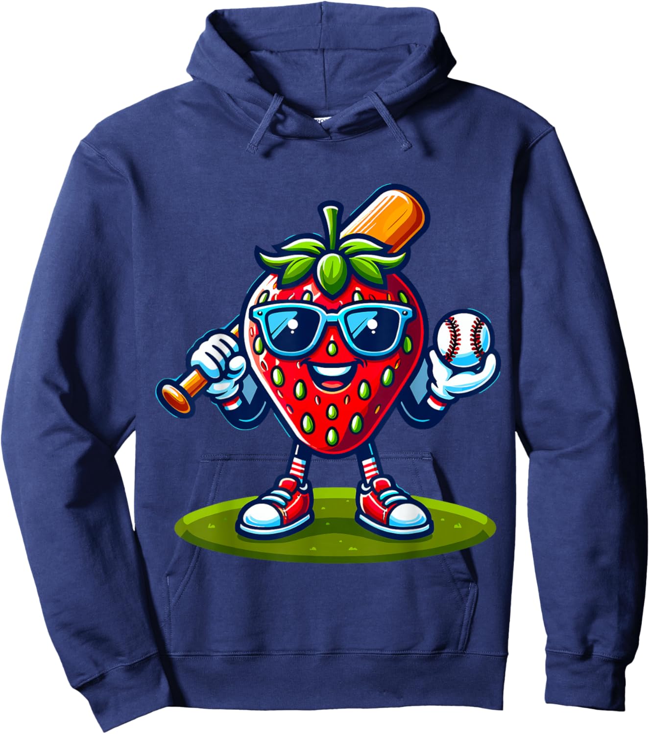 Strawberry Baseball Player Hoodie - Hoodie | Navy