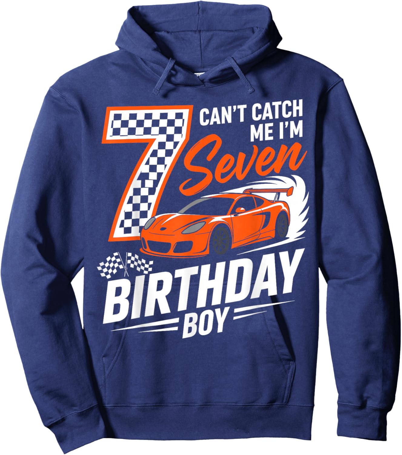 Race Car Racing 7th Birthday Seven Years Old Car 7 Bday Boys Hoodie - Hoodie | Navy