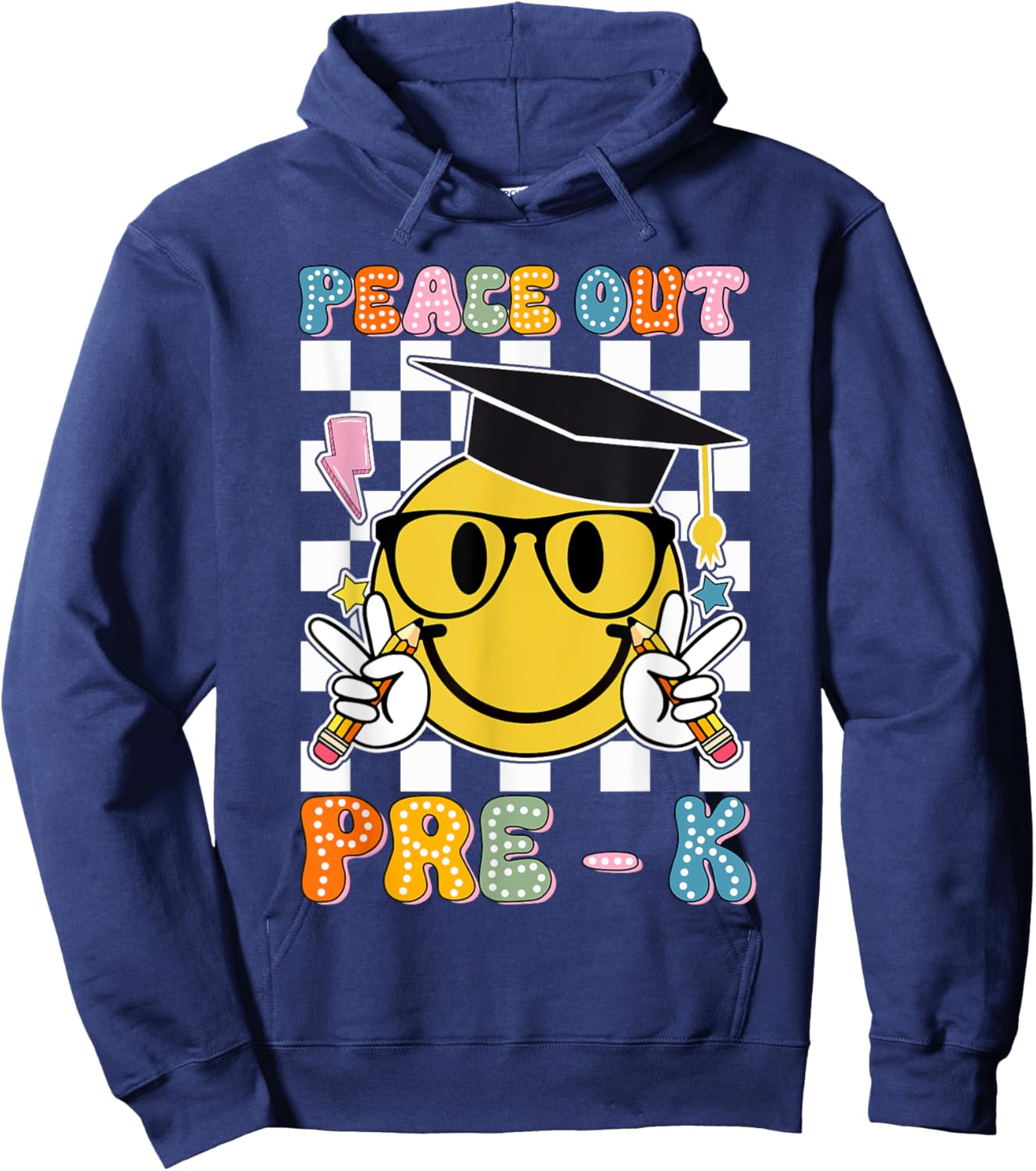 Peace Out Pre K Last Day of School Smile Face Teachers Kids Hoodie - Hoodie | Navy