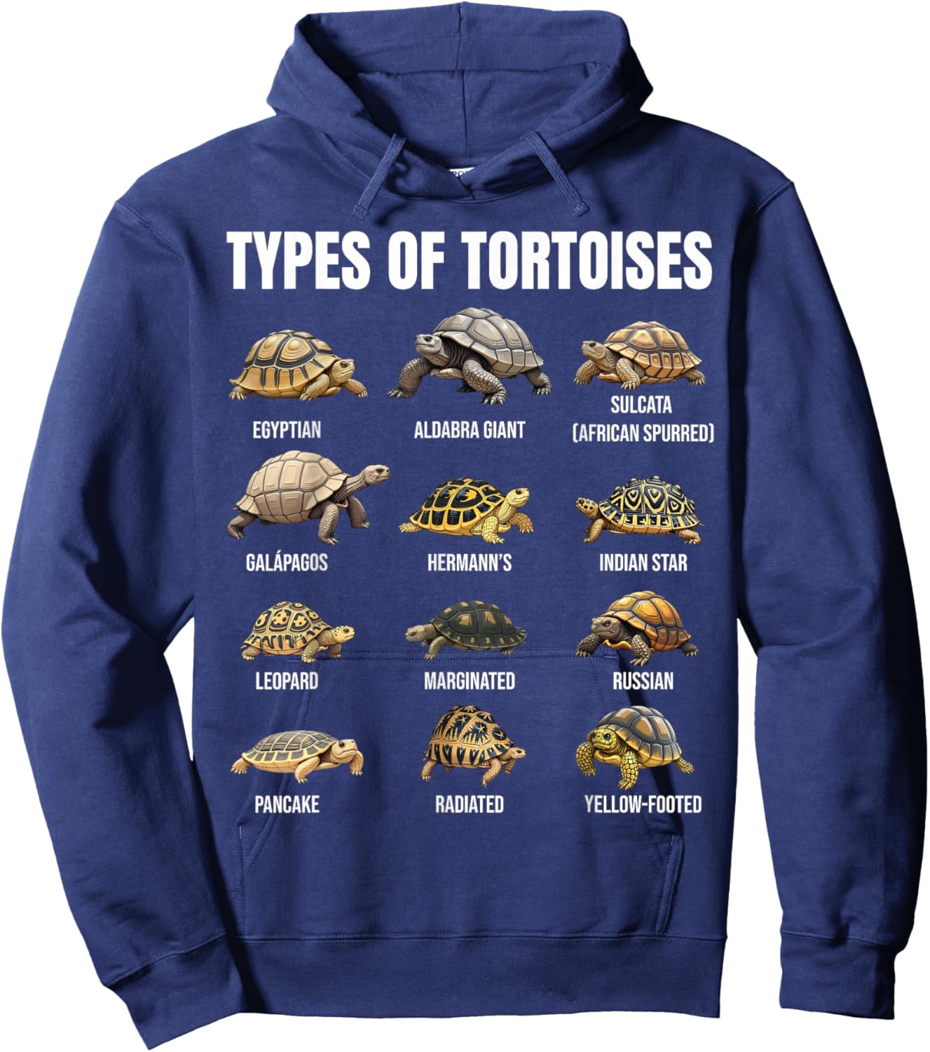 Types of Tortoises Land Tortoise Species Educational Chart Hoodie - Hoodie | Navy