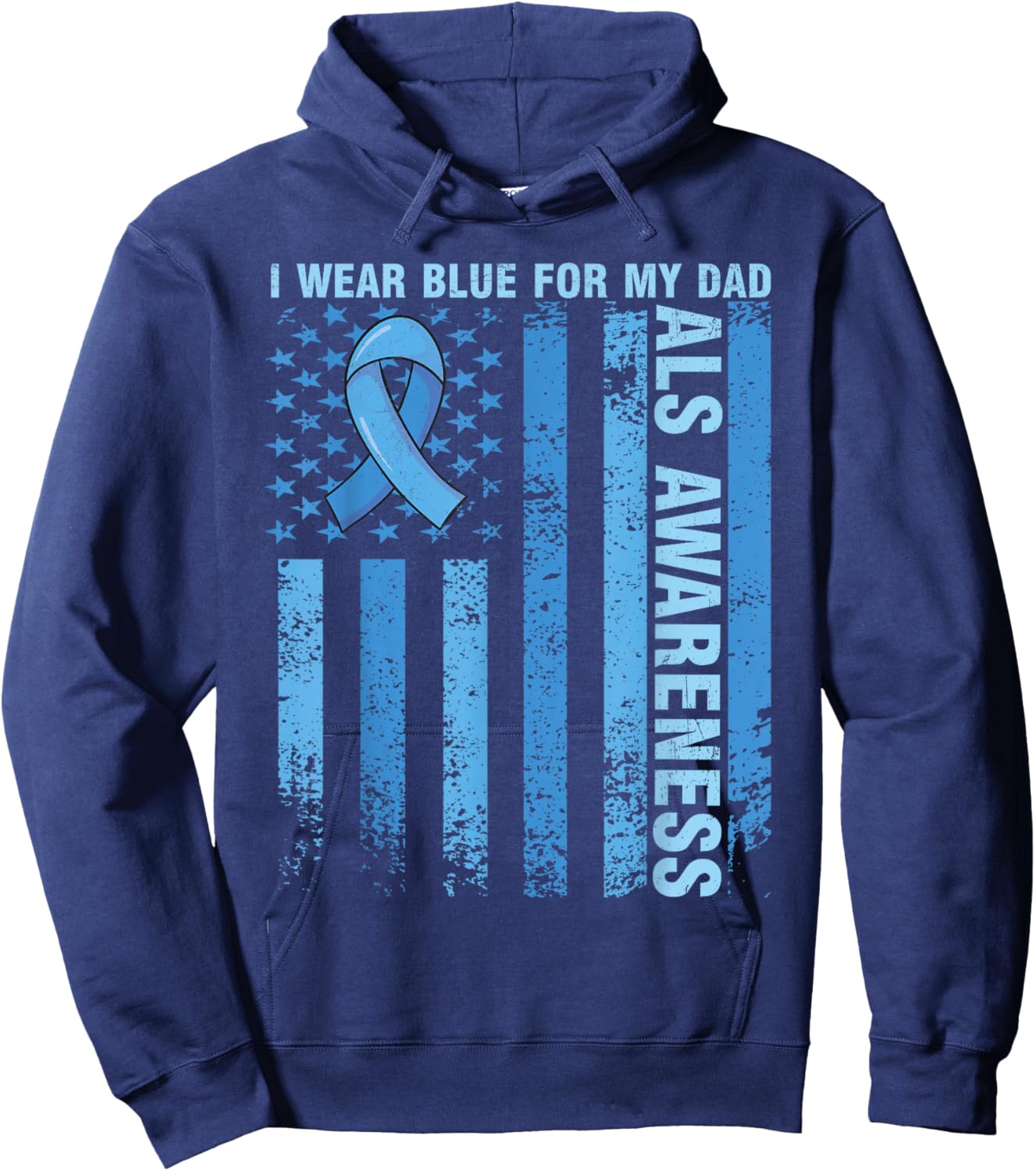 Funny ALS Awareness I Wear Blue For My Dad ALS Awareness Hoodie - Hoodie | Navy