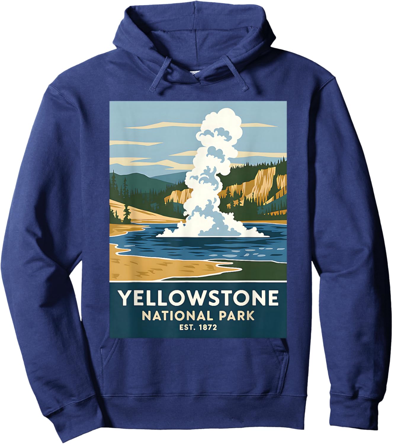 Yellowstone National Park Vintage Camping Hiking Men Women Hoodie - Hoodie | Navy
