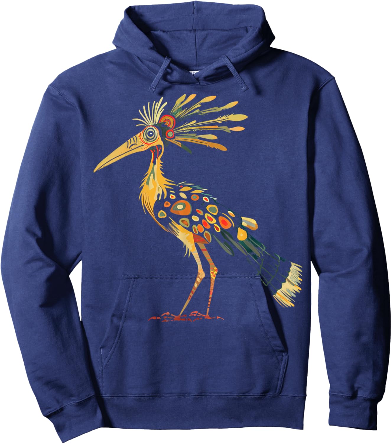 Tribal Bird Abstract Orange and Black Design Hoodie - Hoodie | Navy